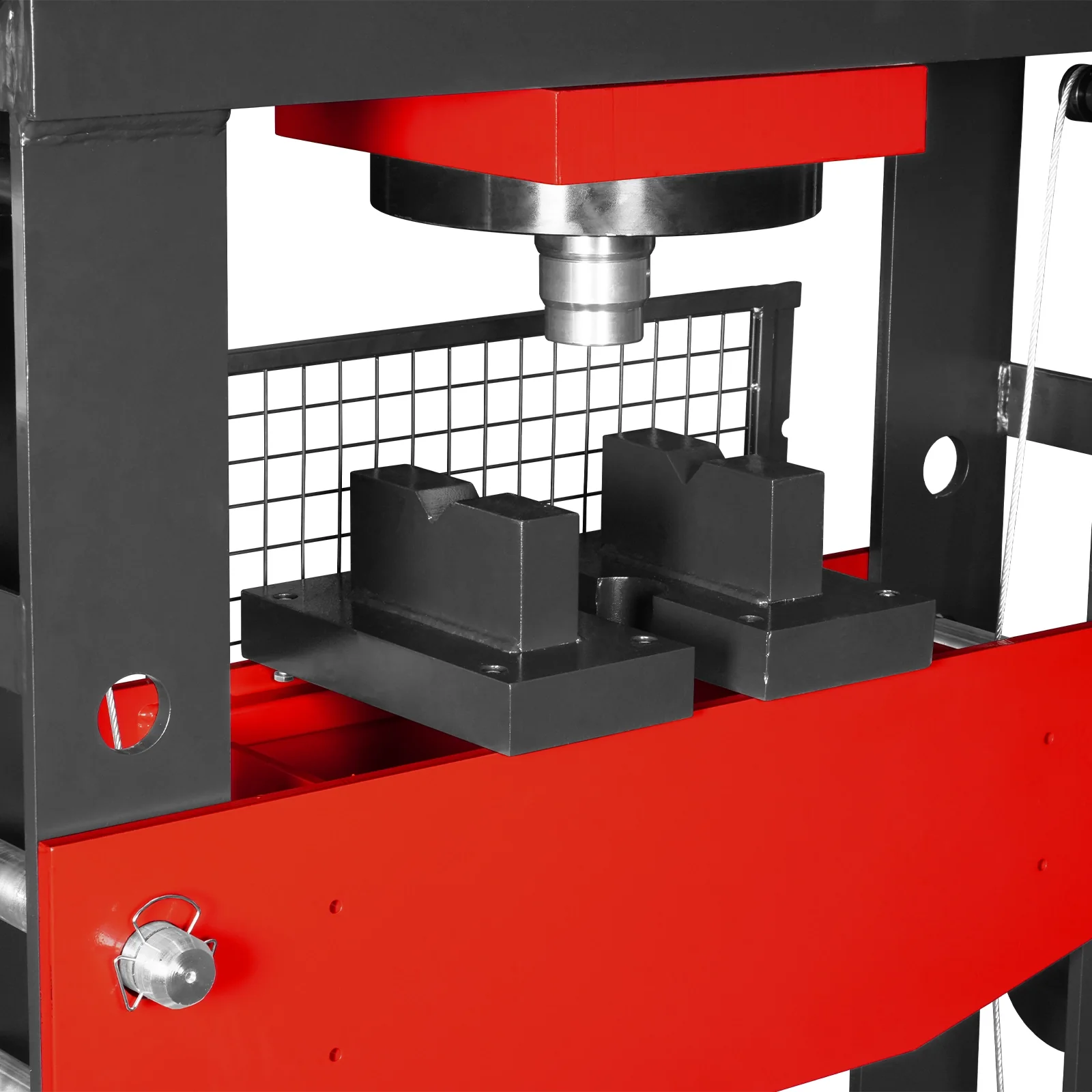 100 Ton H-Frame Air/Hydraulic Shop Press with Hand Winch, Fully Welded Steel Frame, Safety Guard, Foot Pedal Control, HSP100 - Image 13
