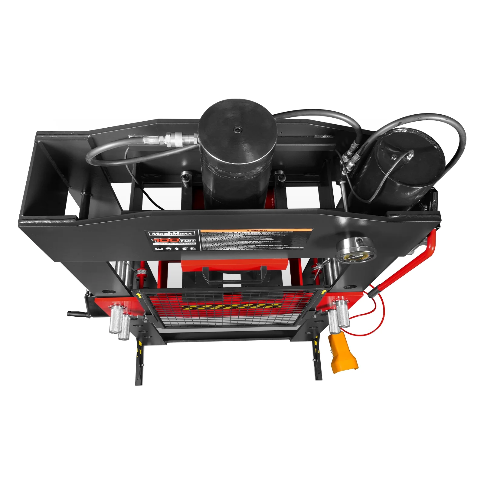 100 Ton H-Frame Air/Hydraulic Shop Press with Hand Winch, Fully Welded Steel Frame, Safety Guard, Foot Pedal Control, HSP100 - Image 9