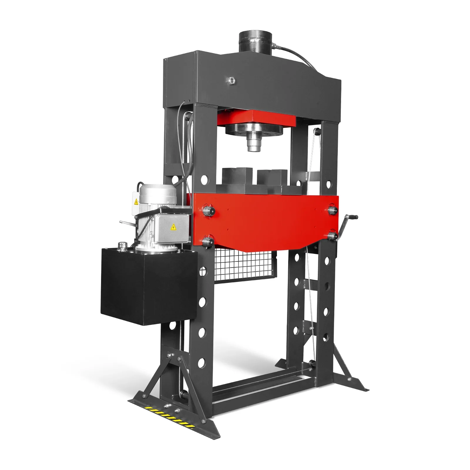 100 Ton H-Frame Electric Hydraulic Shop Press with Hand Winch, 110V Motor, Fully Welded Steel Frame, Safety Guard, Foot Pedal Control, HSP100E - Image 21