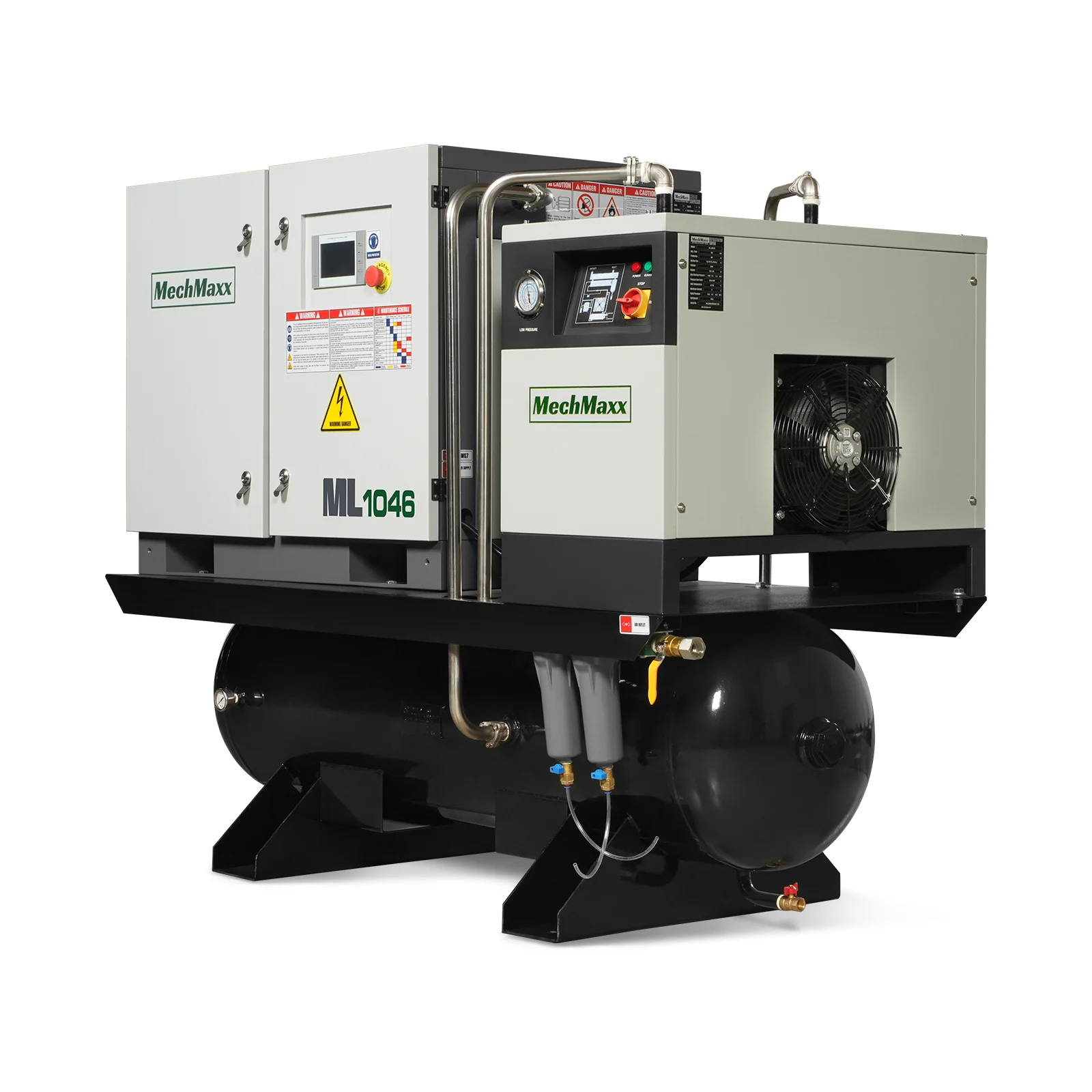 10HP Combined Rotary Screw Air Compressor with Dryer & 66-Gal ASME Tank | 32 CFM, 116 PSI, 460V 3-Phase - Industrial Grade - Image 12