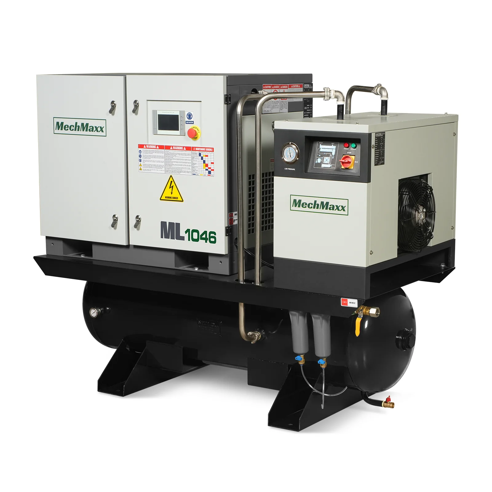 10HP Combined Rotary Screw Air Compressor with Dryer & 66-Gal ASME Tank | 32 CFM, 116 PSI, 460V 3-Phase - Industrial Grade - Image 19