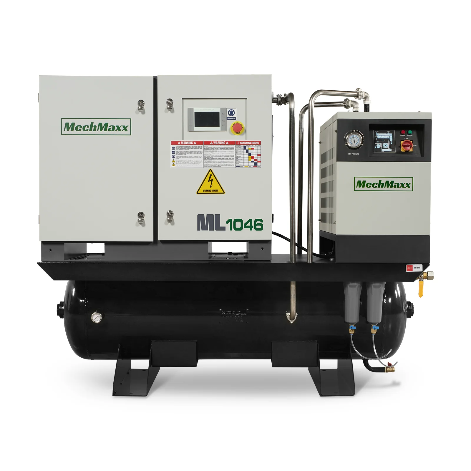 10HP Combined Rotary Screw Air Compressor with Dryer & 66-Gal ASME Tank | 32 CFM, 116 PSI, 460V 3-Phase - Industrial Grade - Image 3
