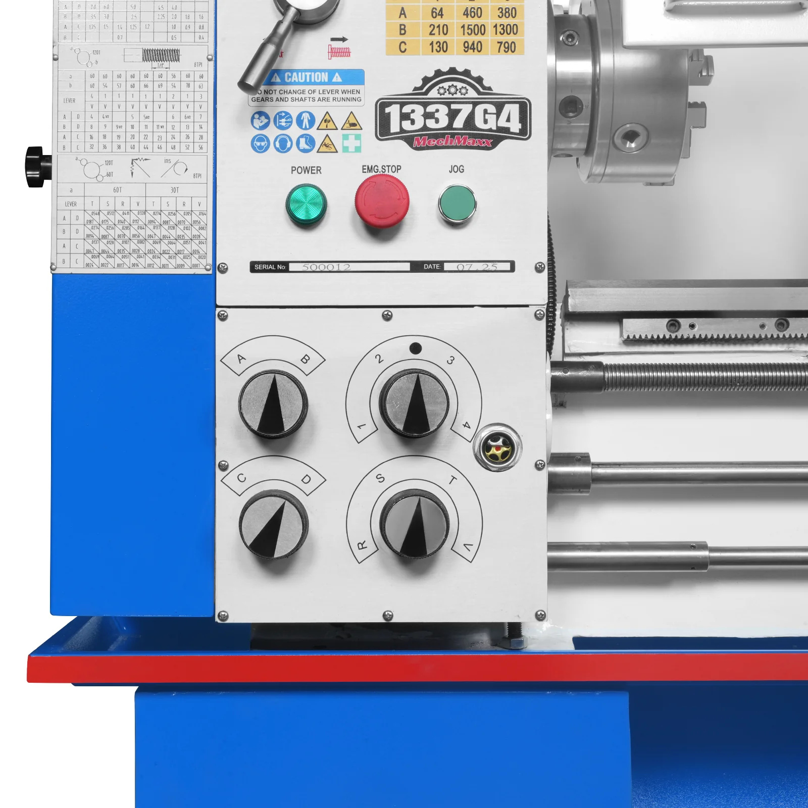 13" x 37" Industrial Heavy Duty Bench Metal Lathe 1.5HP/1100W Metal Working Lathe High Precision 64-1500 RPM Variable Speed with Four-axis sliding system 1337G4 - Image 4