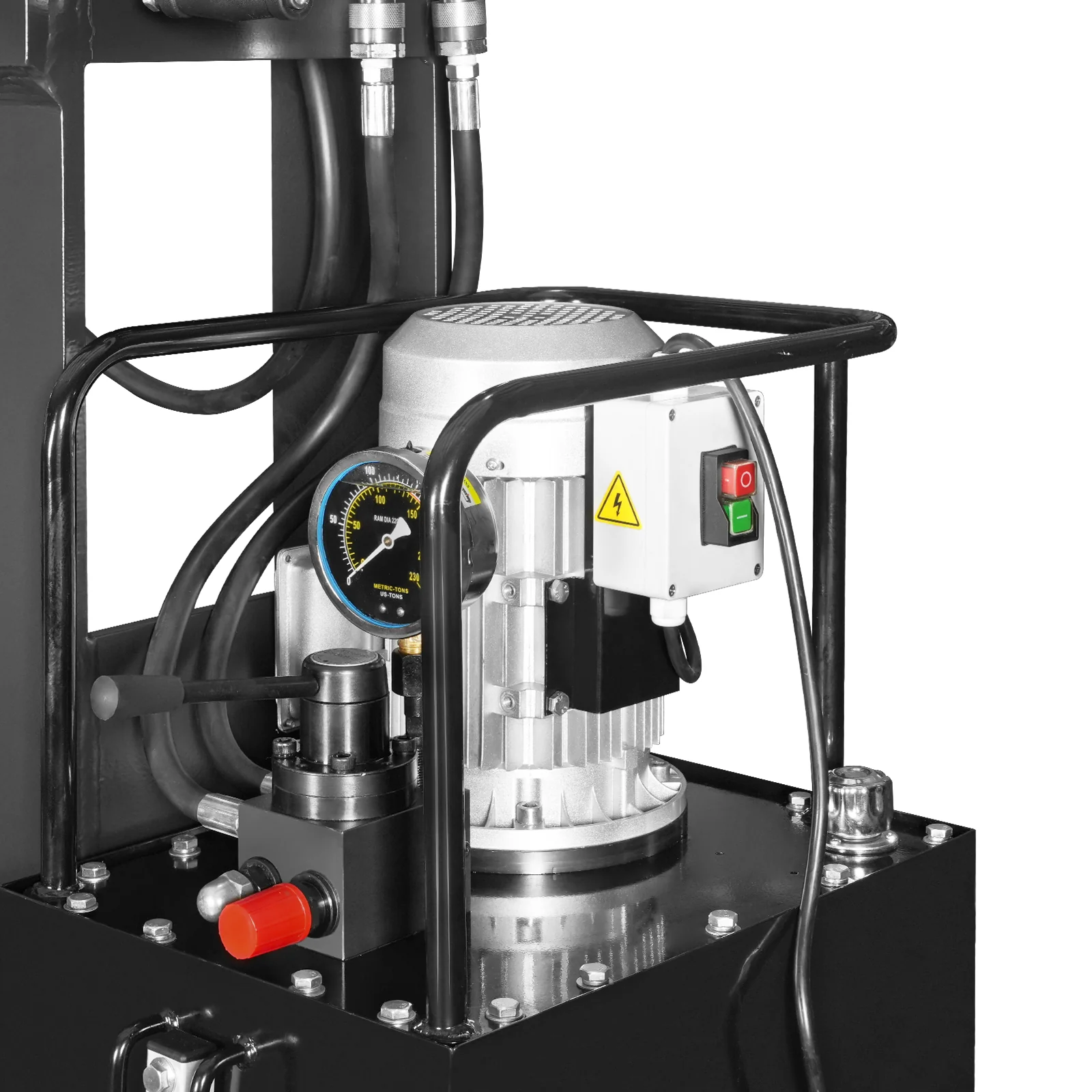 150 Ton H-Frame Electric Hydraulic Shop Press with Double-Acting Cylinder & Chain-Driven Table Lift, 110V Motor, Fully Welded Steel Frame, Safety Guard, HSP150E - Image 17