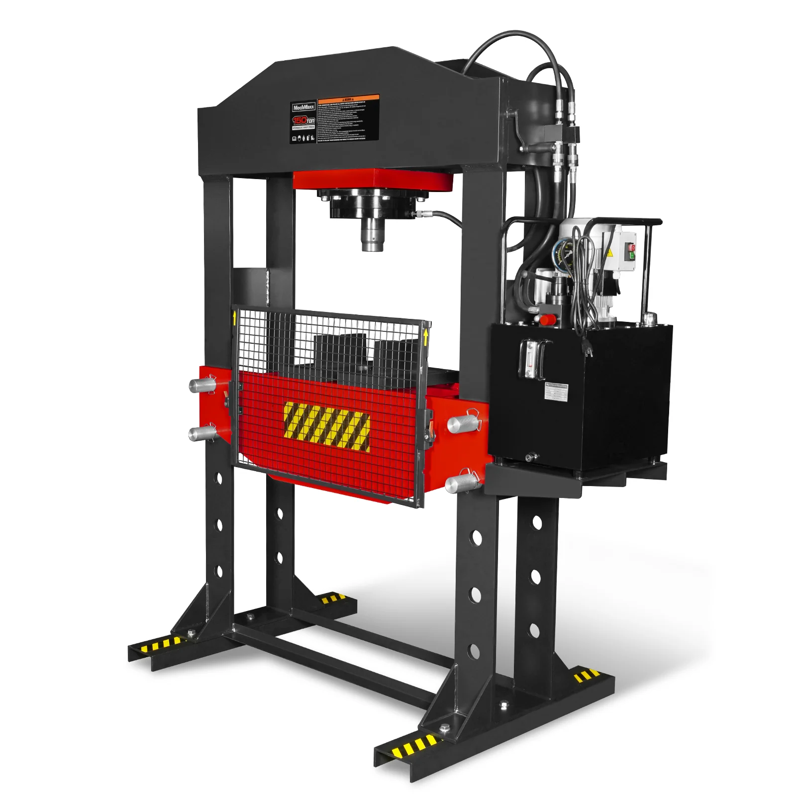 150 Ton H-Frame Electric Hydraulic Shop Press with Double-Acting Cylinder & Chain-Driven Table Lift, 110V Motor, Fully Welded Steel Frame, Safety Guard, HSP150E - Image 19