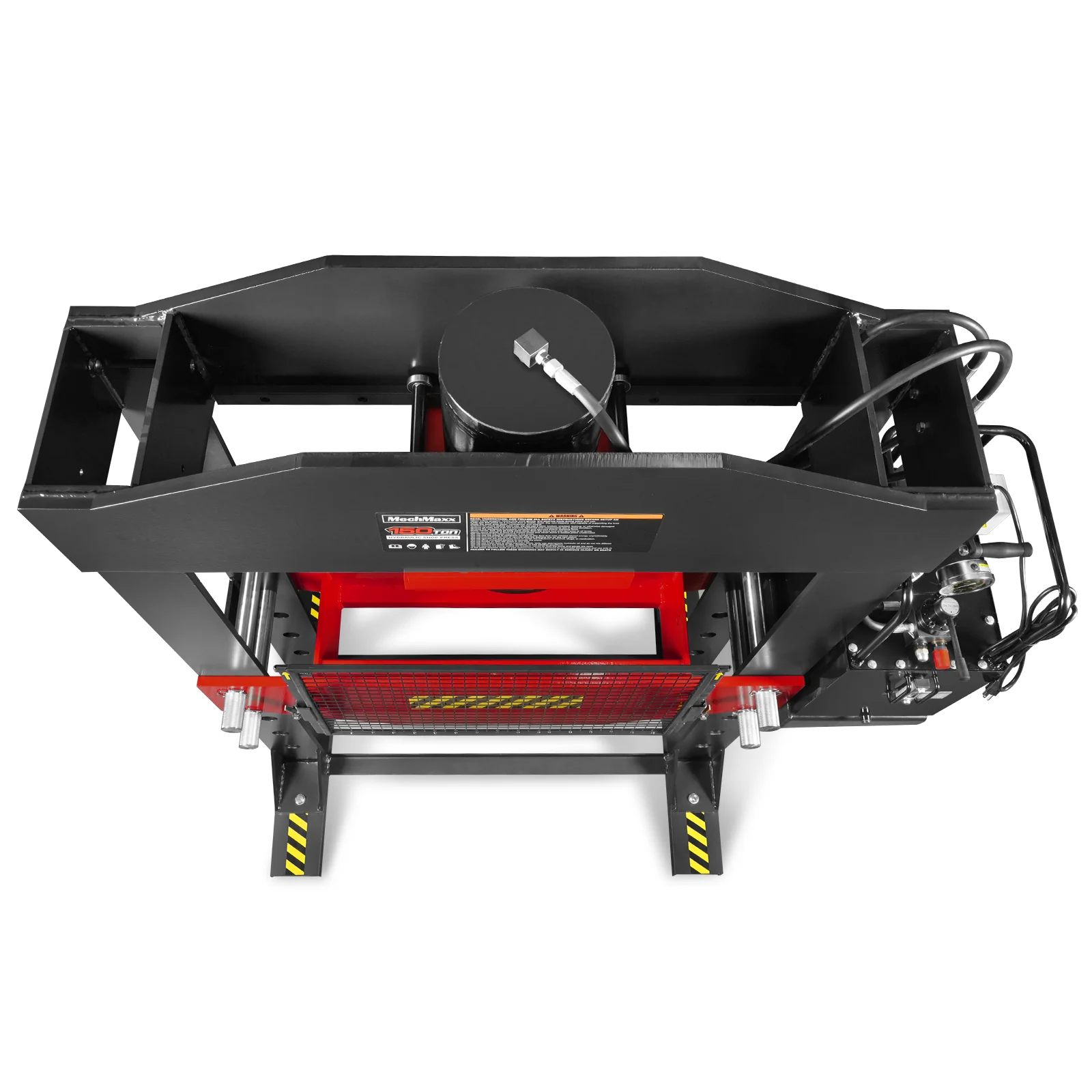 150 Ton H-Frame Electric Hydraulic Shop Press with Double-Acting Cylinder & Chain-Driven Table Lift, 110V Motor, Fully Welded Steel Frame, Safety Guard, HSP150E - Image 9