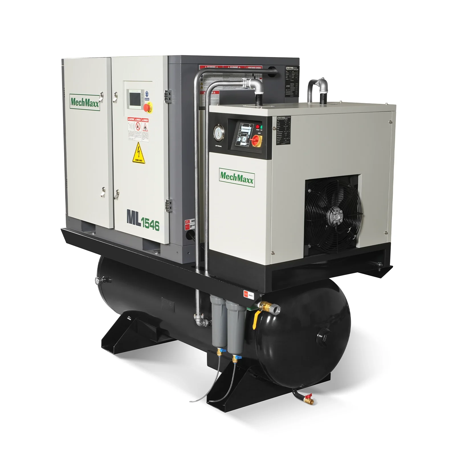 15HP Combined Rotary Screw Air Compressor with Dryer & 105-Gal ASME Tank | 45 CFM, 116 PSI, 460V 3-Phase - Industrial Grade - Image 4