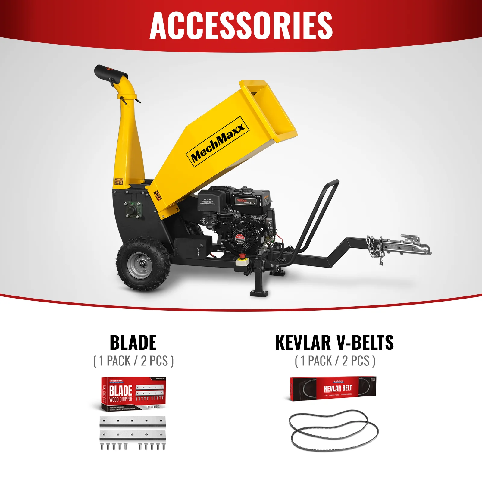 5 inch E-start DUCAR 420cc 15hp Gasoline Engine Powered Drum Wood Chipper with Towbar ,  PGS1500 - Image 5