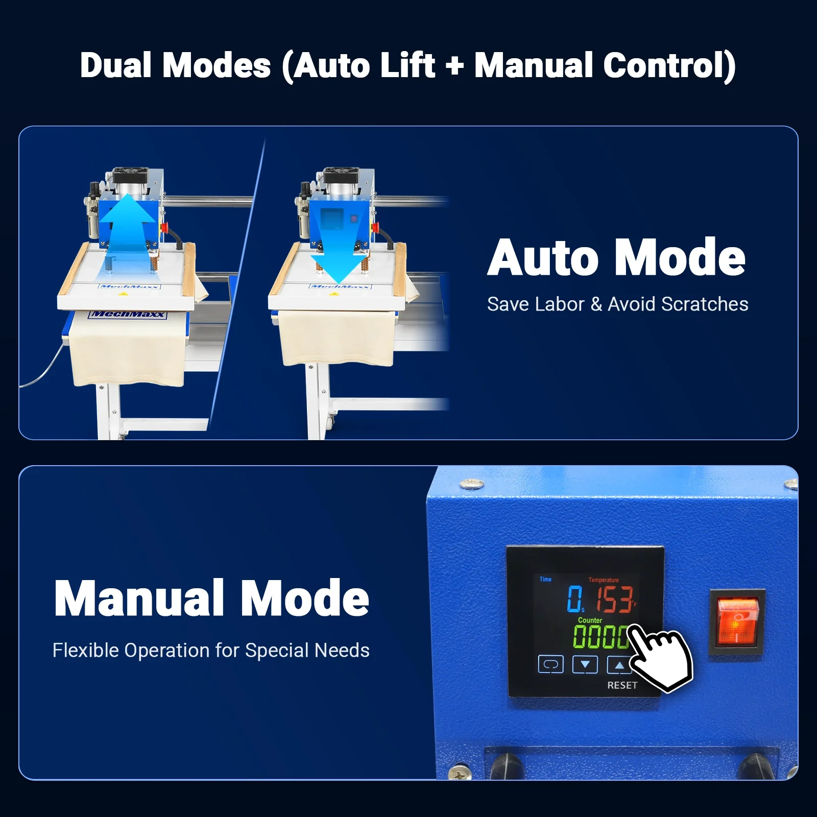 16x24 Inch Commercial Pneumatic Dual Platen Heat Press - Auto Lift Digital Sublimation Transfer Machine with Full Touch LCD Screen & AIRTAC Pneumatic Parts (110V 2.2HP) - Image 10