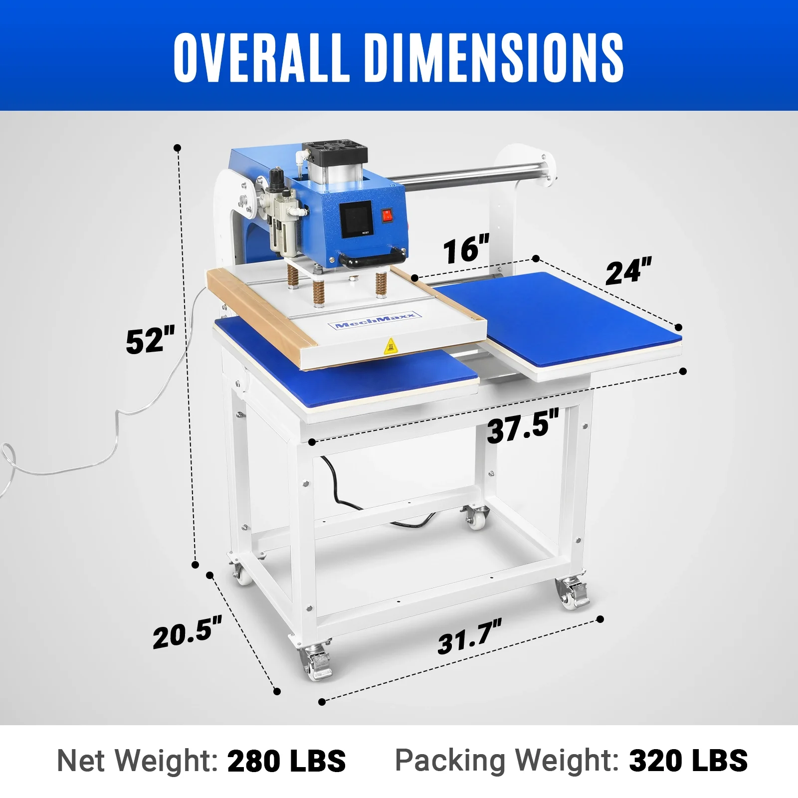 16x24 Inch Commercial Pneumatic Dual Platen Heat Press - Auto Lift Digital Sublimation Transfer Machine with Full Touch LCD Screen & AIRTAC Pneumatic Parts (110V 2.2HP) - Image 2