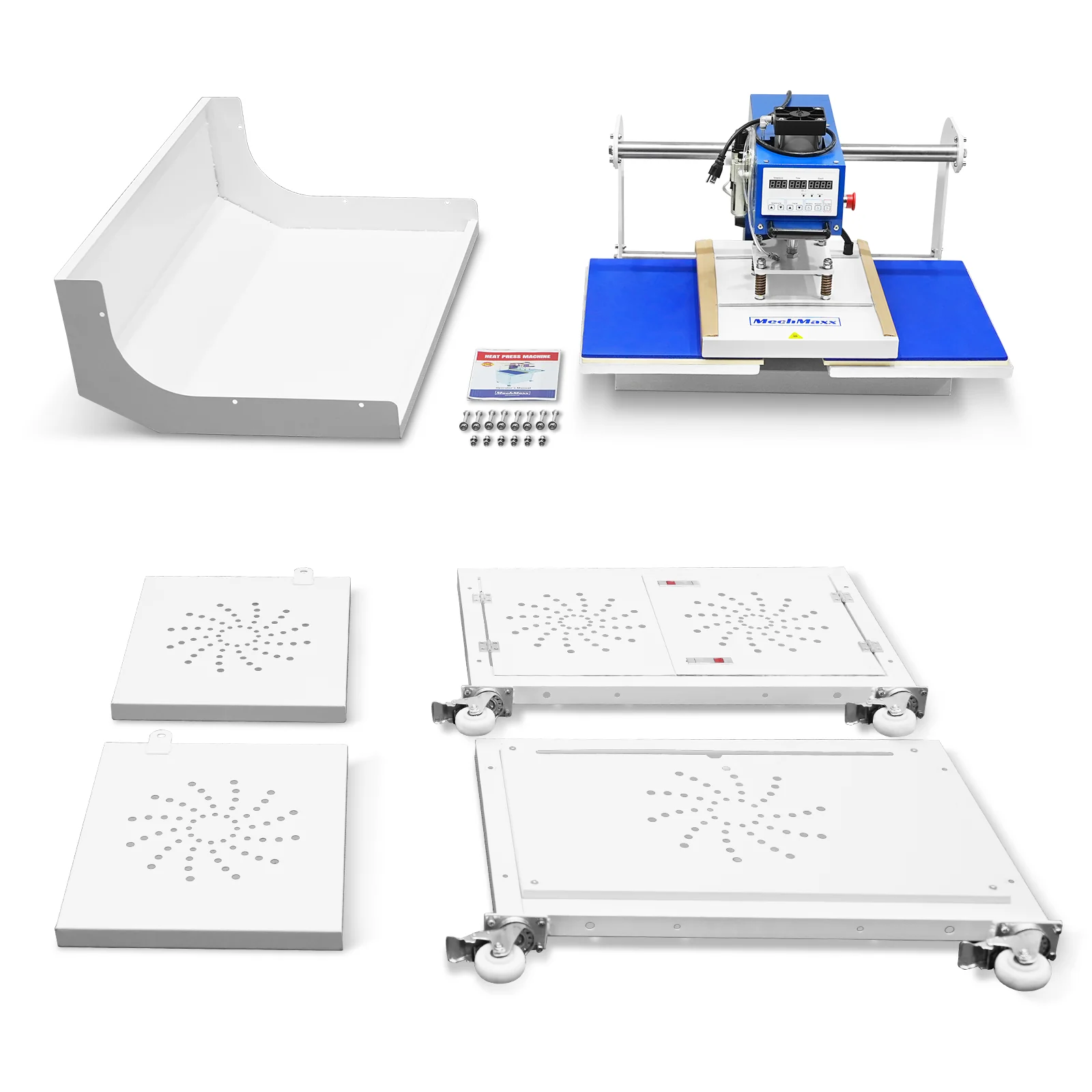 16x24 Inch Commercial Pneumatic Dual Platen Heat Press - Auto Lift Sublimation Transfer Machine with Storage Base Cabinet (110V 1650W) - Image 15