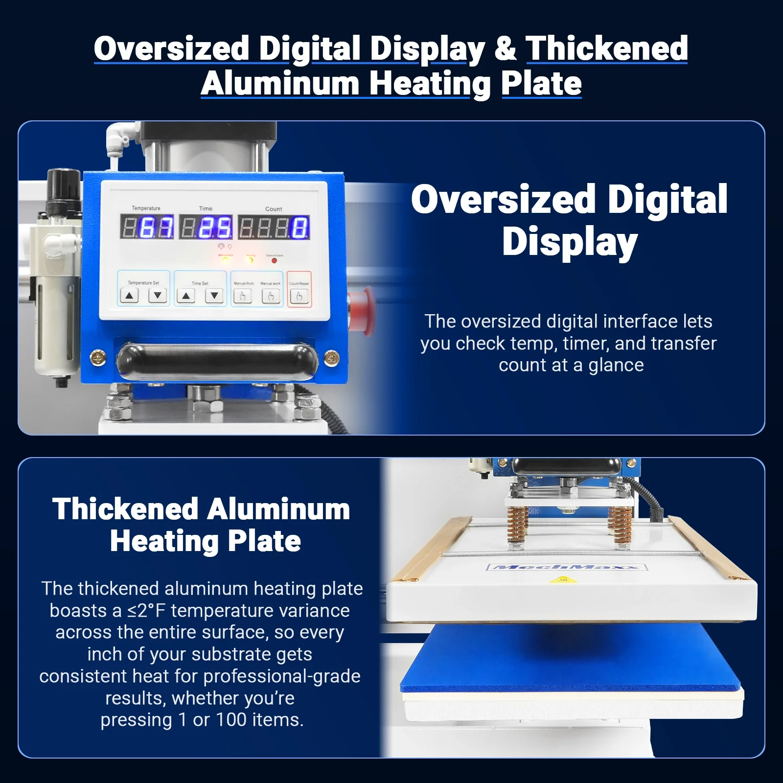 16x24 Inch Commercial Pneumatic Dual Platen Heat Press - Auto Lift Sublimation Transfer Machine with Storage Base Cabinet (110V 1650W) - Image 6