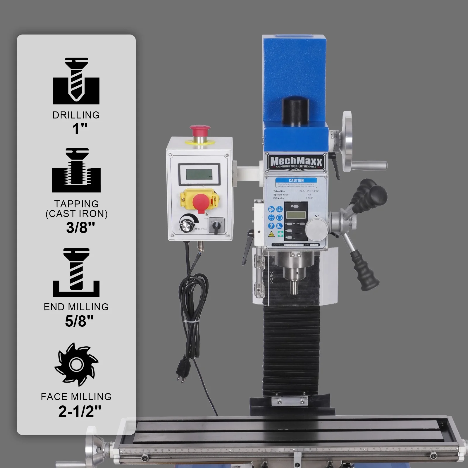 2 HP 11'' x 30'' Combination Lathe Milling Drilling Machine Brushless Motor, 1.5'' Spindle Bore, 0-2000 RPM Variable Speed, High Precision Benchtop Lathe for Metalworking – Without Stand 1130VC - Image 6