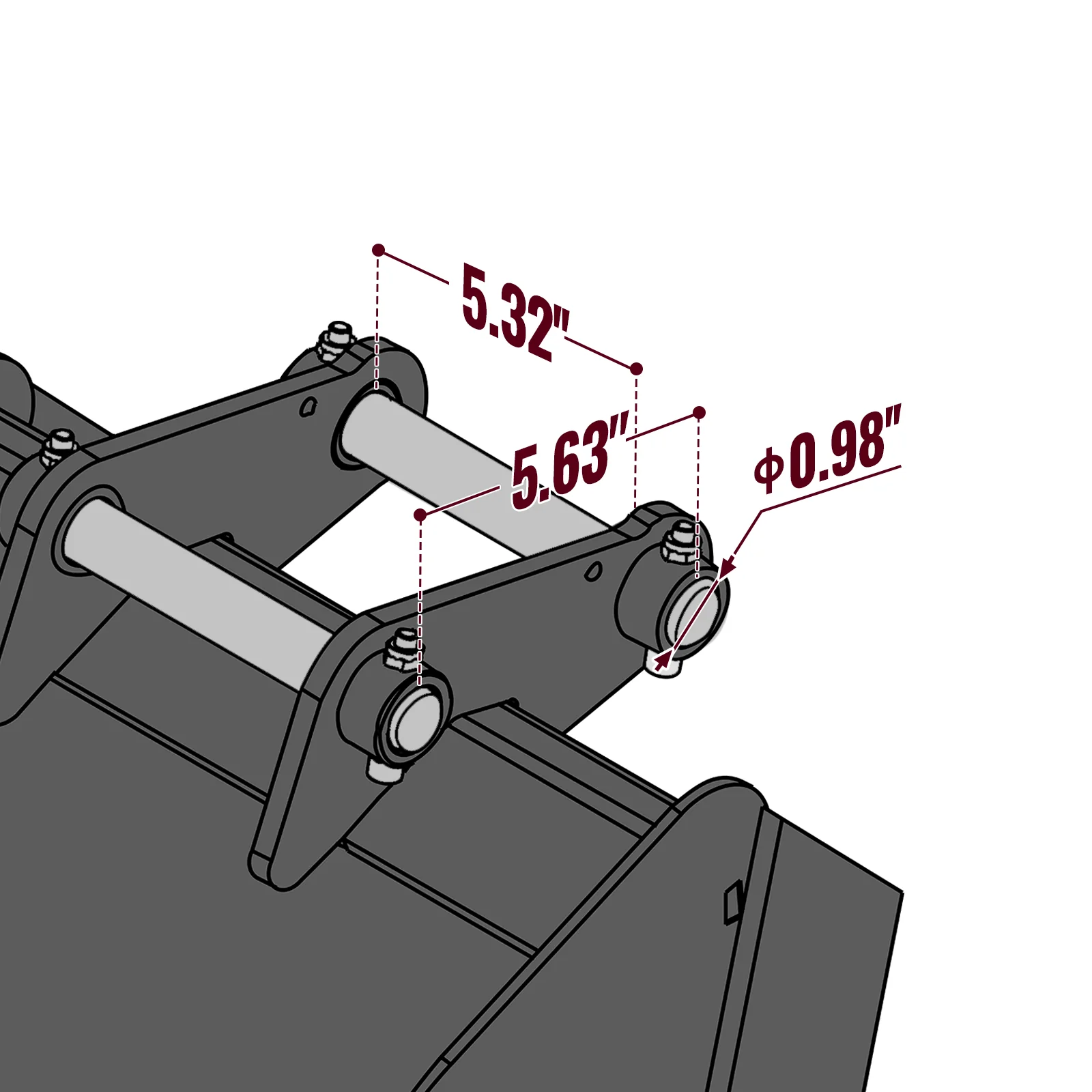 20" Backhoe Bucket without Pins, 5-Carbon Steel Teeth (for SKU: 150162, 150163, 150164, 201162, 201163, 201164) - Image 3