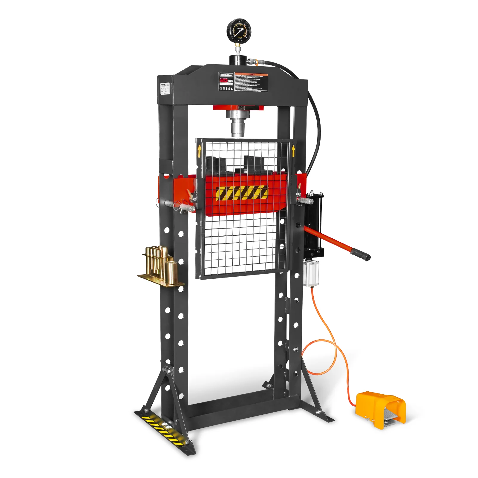 20 Ton H-Frame Air/Hydraulic Shop Press with Press Pin Kit, Fully Welded Steel Frame, Safety Guard, Foot Pedal Control, HSP20 - Image 21