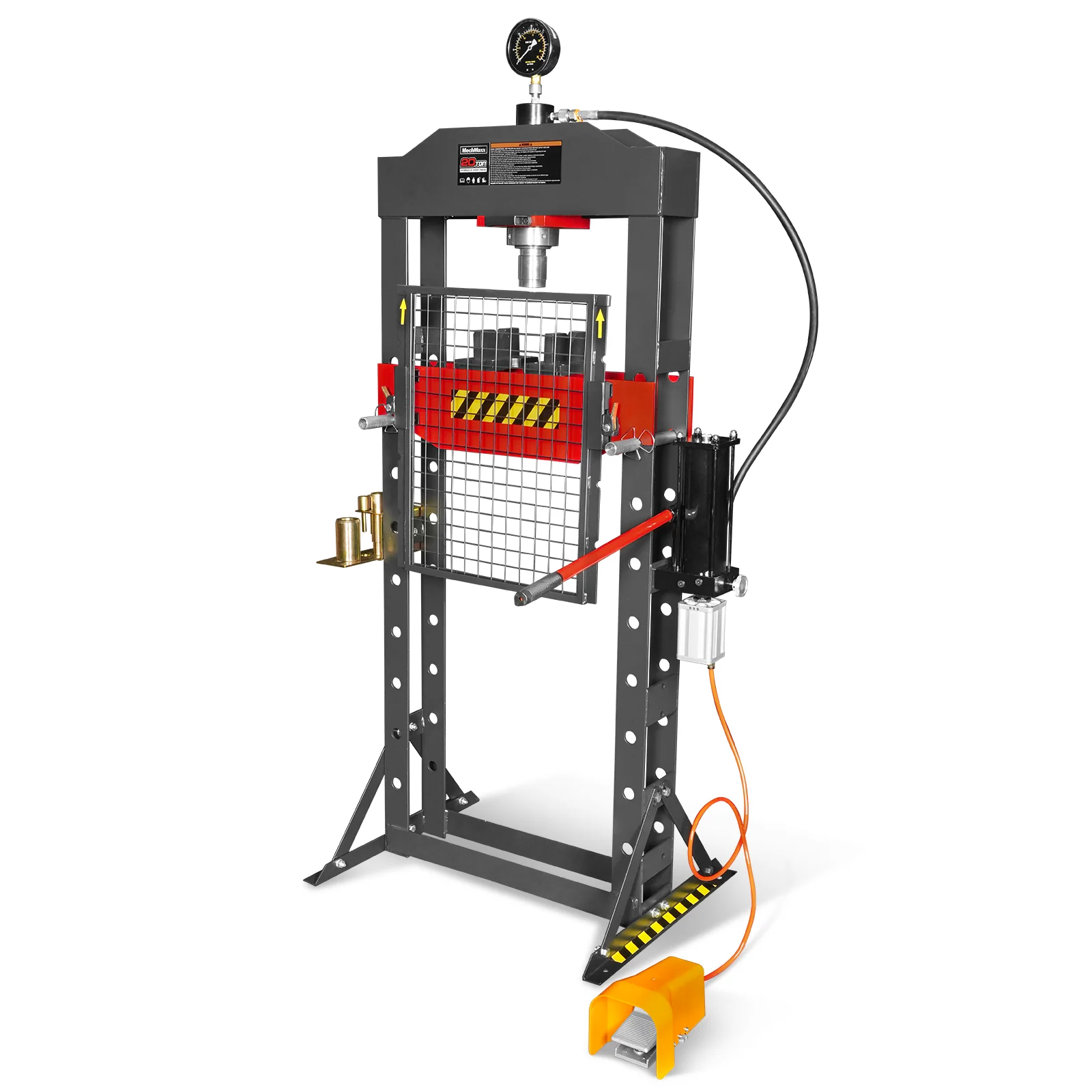 20 Ton H-Frame Air/Hydraulic Shop Press with Press Pin Kit, Fully Welded Steel Frame, Safety Guard, Foot Pedal Control, HSP20 - Image 26