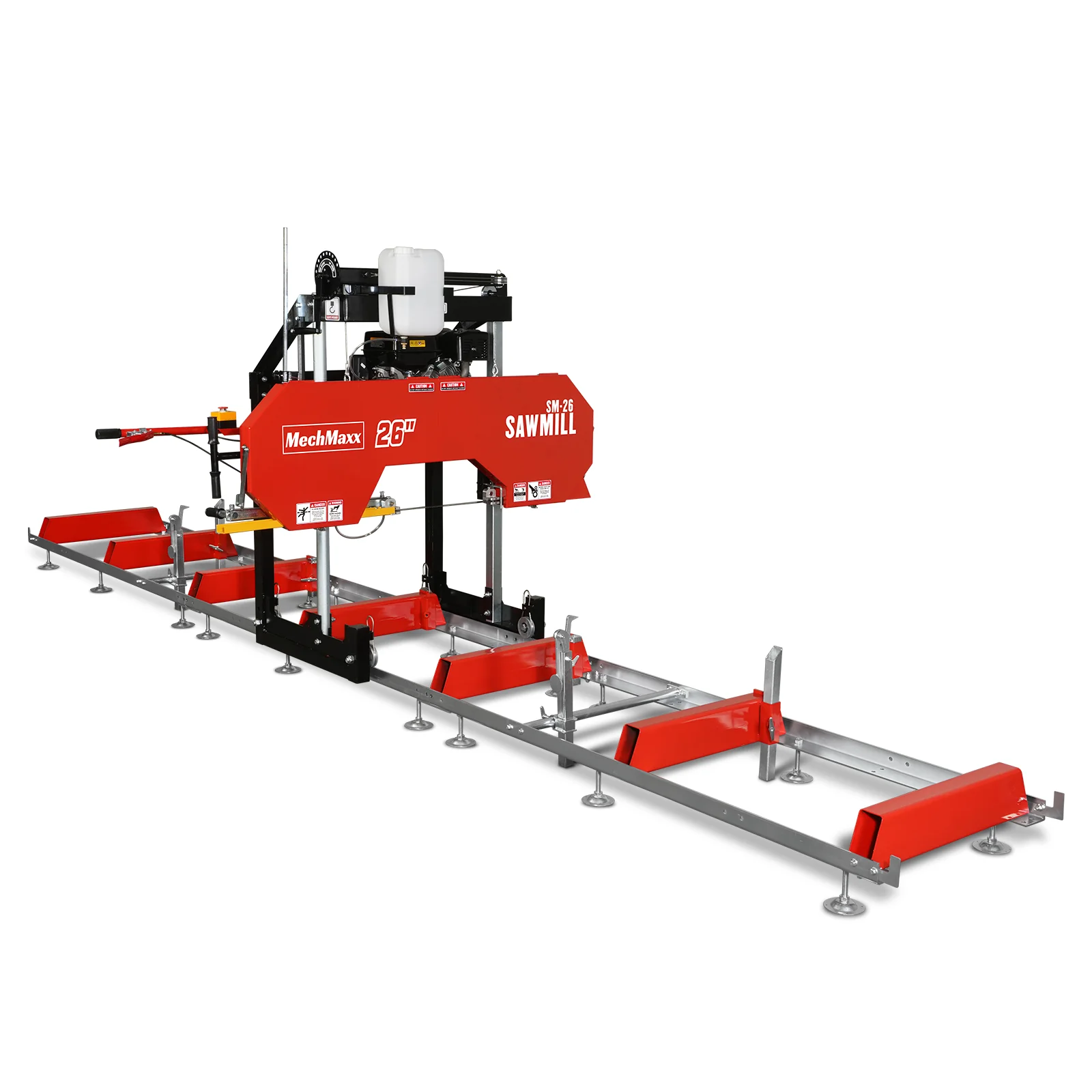 26" Portable Sawmill (5x Blades Included), 459cc 15HP E-Start Gasoline Engine, 20" Board Width, 20' Track Length (13' Track Length + 6.4' Track Extension Included) , SM-26 - Image 16