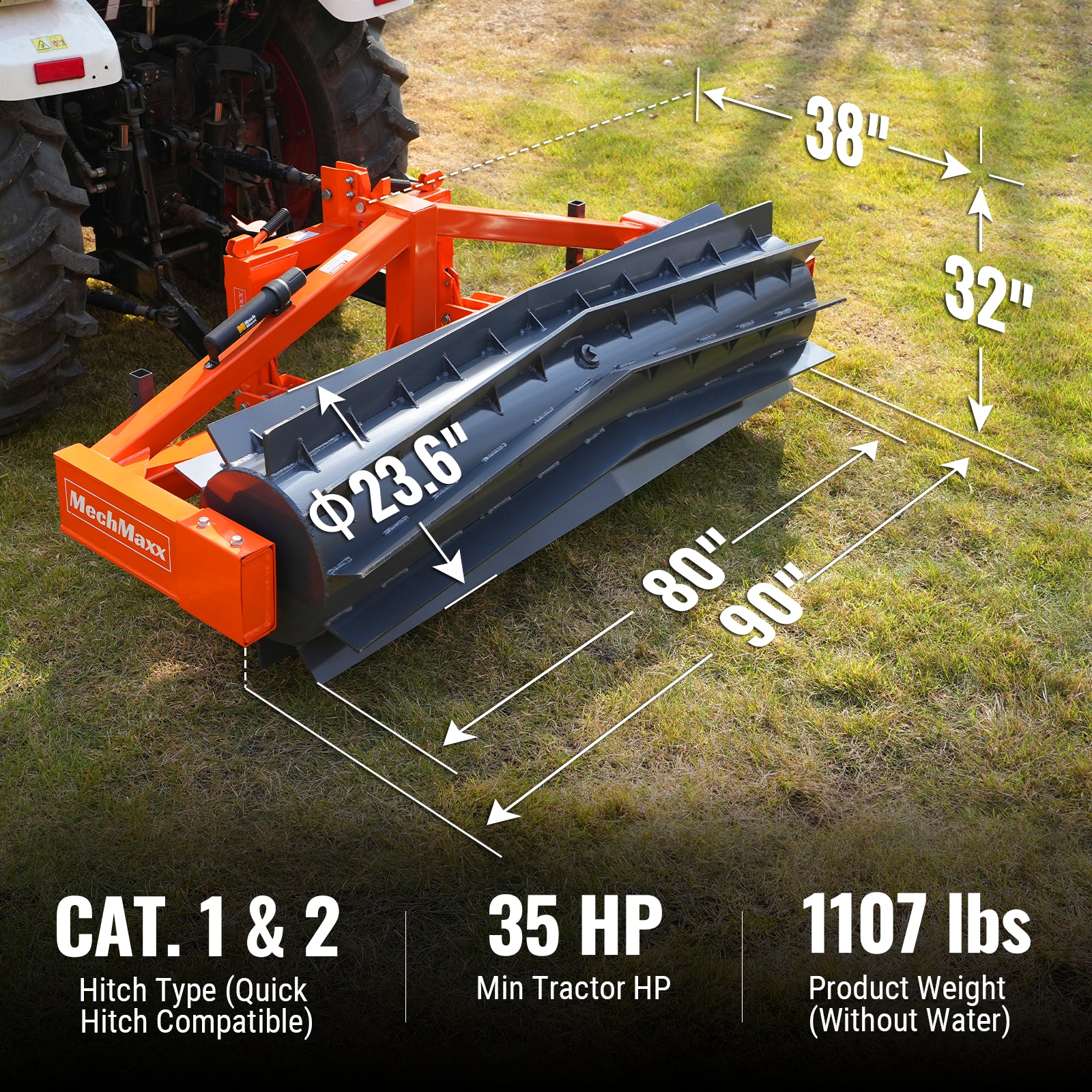 80" Crimper Roller 3 Point Hitch Tractor Attachment Agriculture Equipment,  CR82 - Image 2
