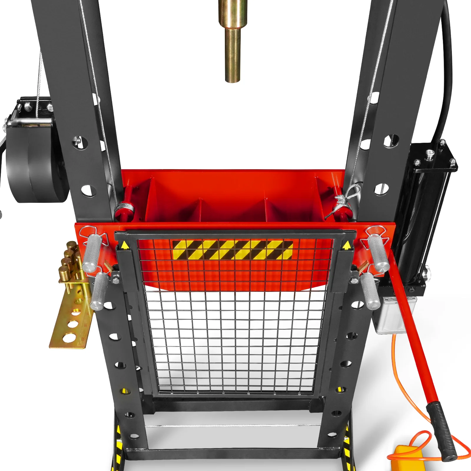 30 Ton H-Frame Air/Hydraulic Shop Press with Hand Winch & Press Pin Kit, Fully Welded Steel Frame, Safety Guard, Foot Pedal Control, HSP30 - Image 13