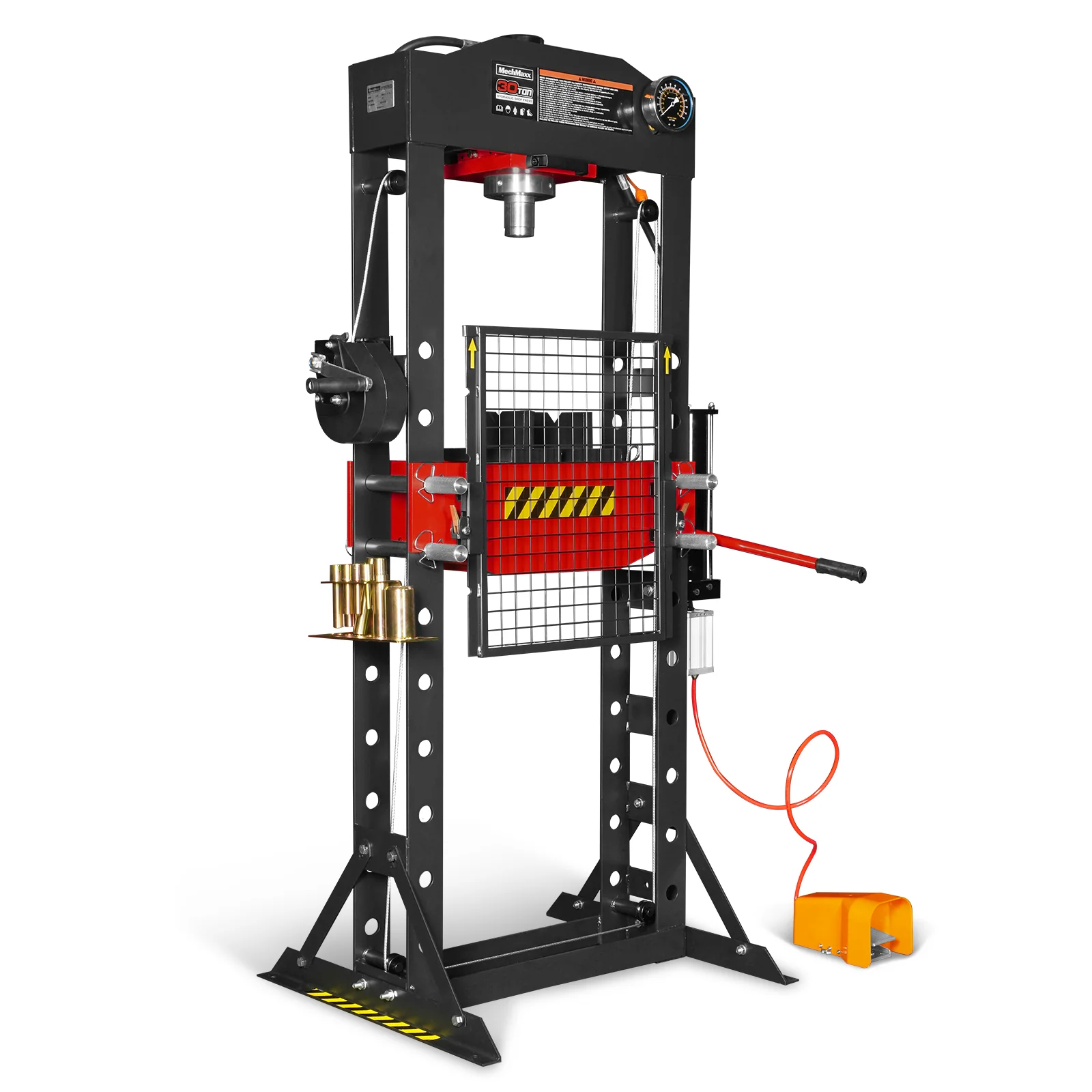30 Ton H-Frame Air/Hydraulic Shop Press with Hand Winch & Press Pin Kit, Fully Welded Steel Frame, Safety Guard, Foot Pedal Control, HSP30 - Image 25