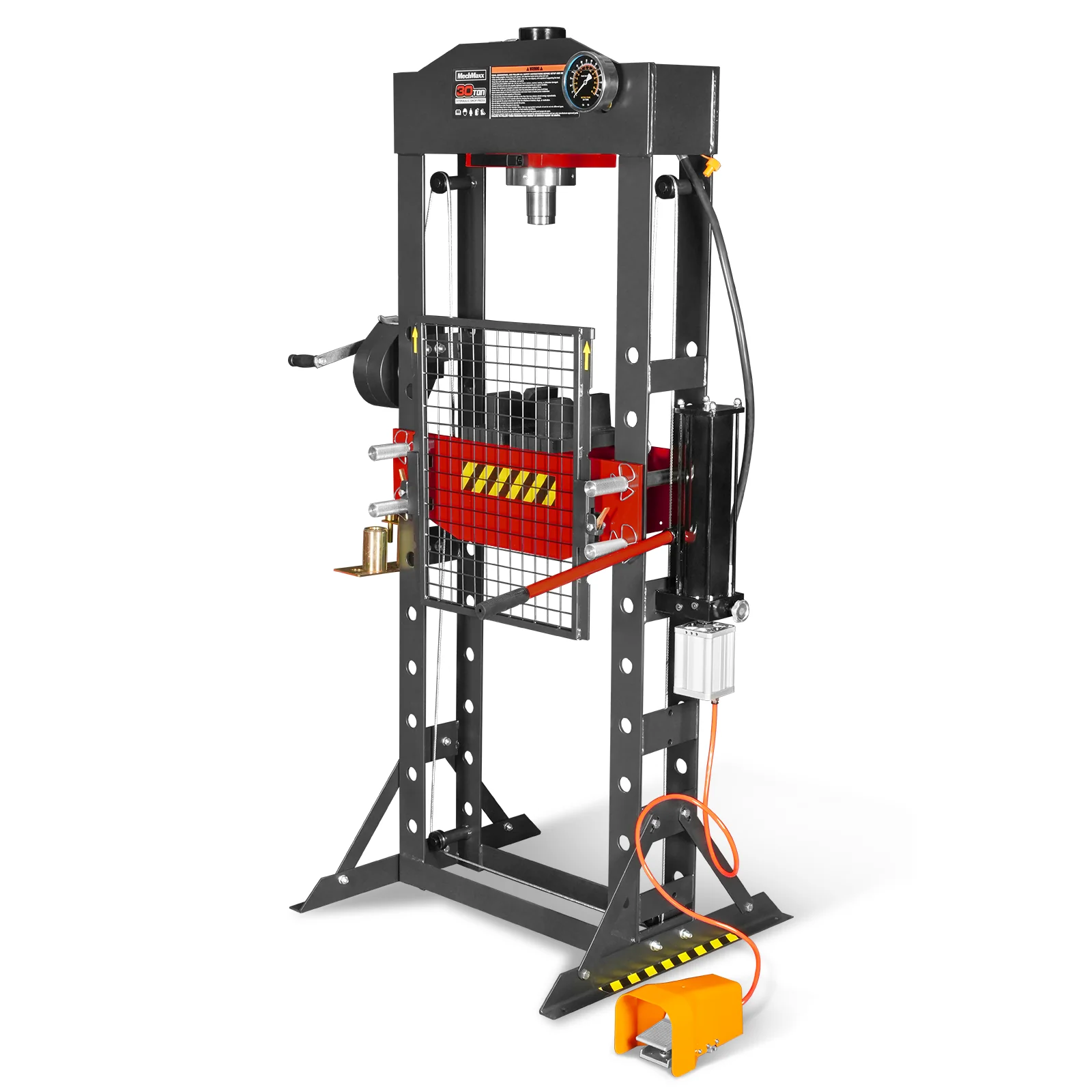 30 Ton H-Frame Air/Hydraulic Shop Press with Hand Winch & Press Pin Kit, Fully Welded Steel Frame, Safety Guard, Foot Pedal Control, HSP30 - Image 31