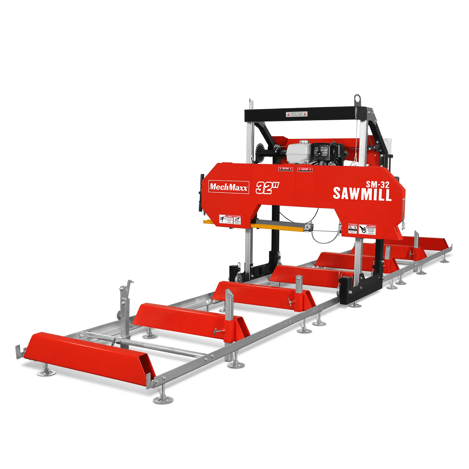 32" Portable Sawmill (5 x Blades Included),  HONDA GX390 389cc E-Start Gasoline Engine,  26.5" Board Width,  20' Track Length (13' Track Length + 6.4' Track Extension Included) ,  SM-32 - Image 2