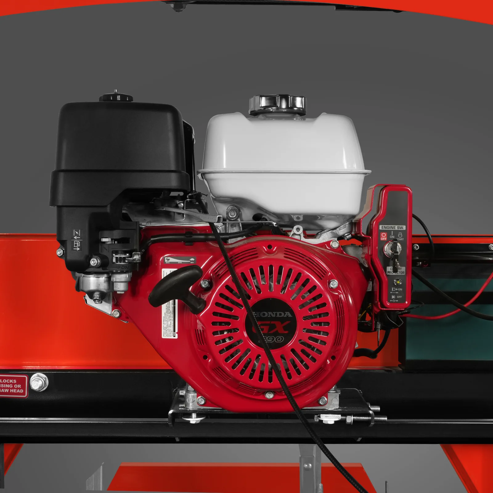 32" Portable Sawmill (5 x Blades Included),  HONDA GX390 389cc E-Start Gasoline Engine,  26.5" Board Width,  20' Track Length (13' Track Length + 6.4' Track Extension Included) ,  SM-32 - Image 4