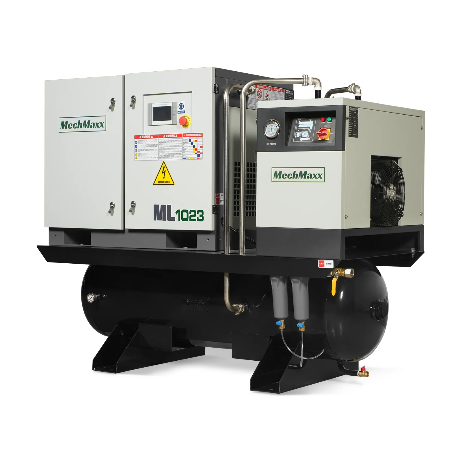 10HP Combined Rotary Screw Air Compressor with Dryer & 66-Gal ASME Tank | 32 CFM, 116 PSI, 230V 3-Phase - Industrial Grade - Image 15