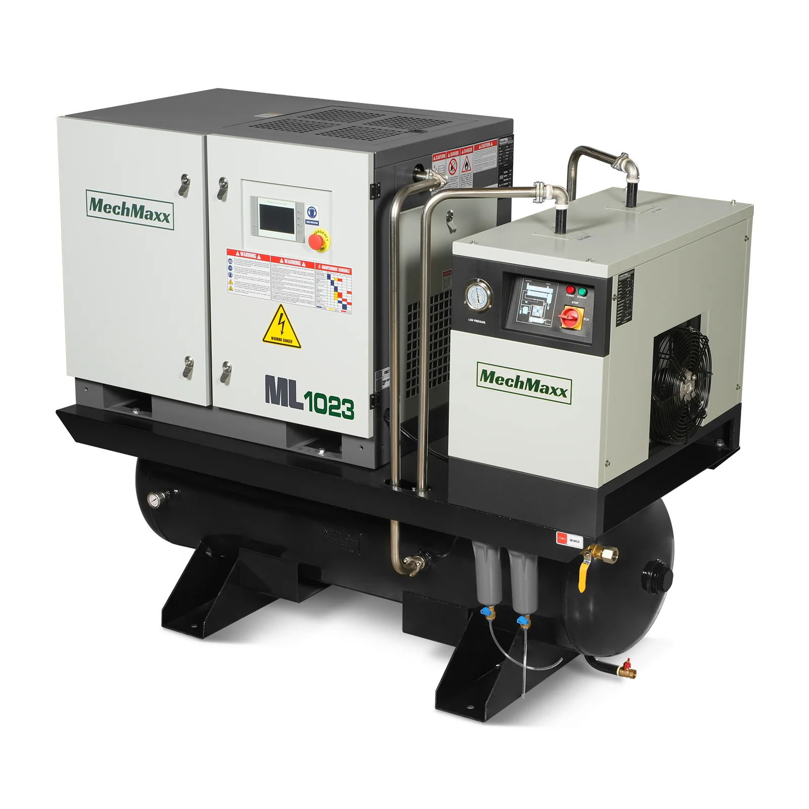 10HP Combined Rotary Screw Air Compressor with Dryer & 66-Gal ASME Tank | 32 CFM, 116 PSI, 230V 3-Phase - Industrial Grade - Image 3