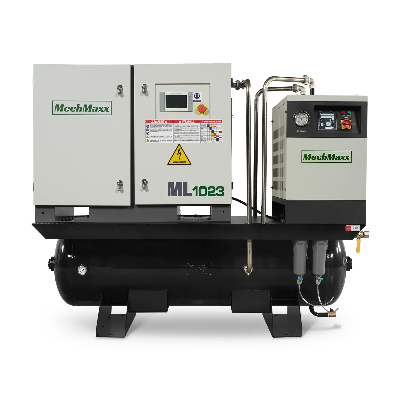 10HP Combined Rotary Screw Air Compressor with Dryer & 66-Gal ASME Tank | 32 CFM, 116 PSI, 230V 3-Phase - Industrial Grade - Image 4