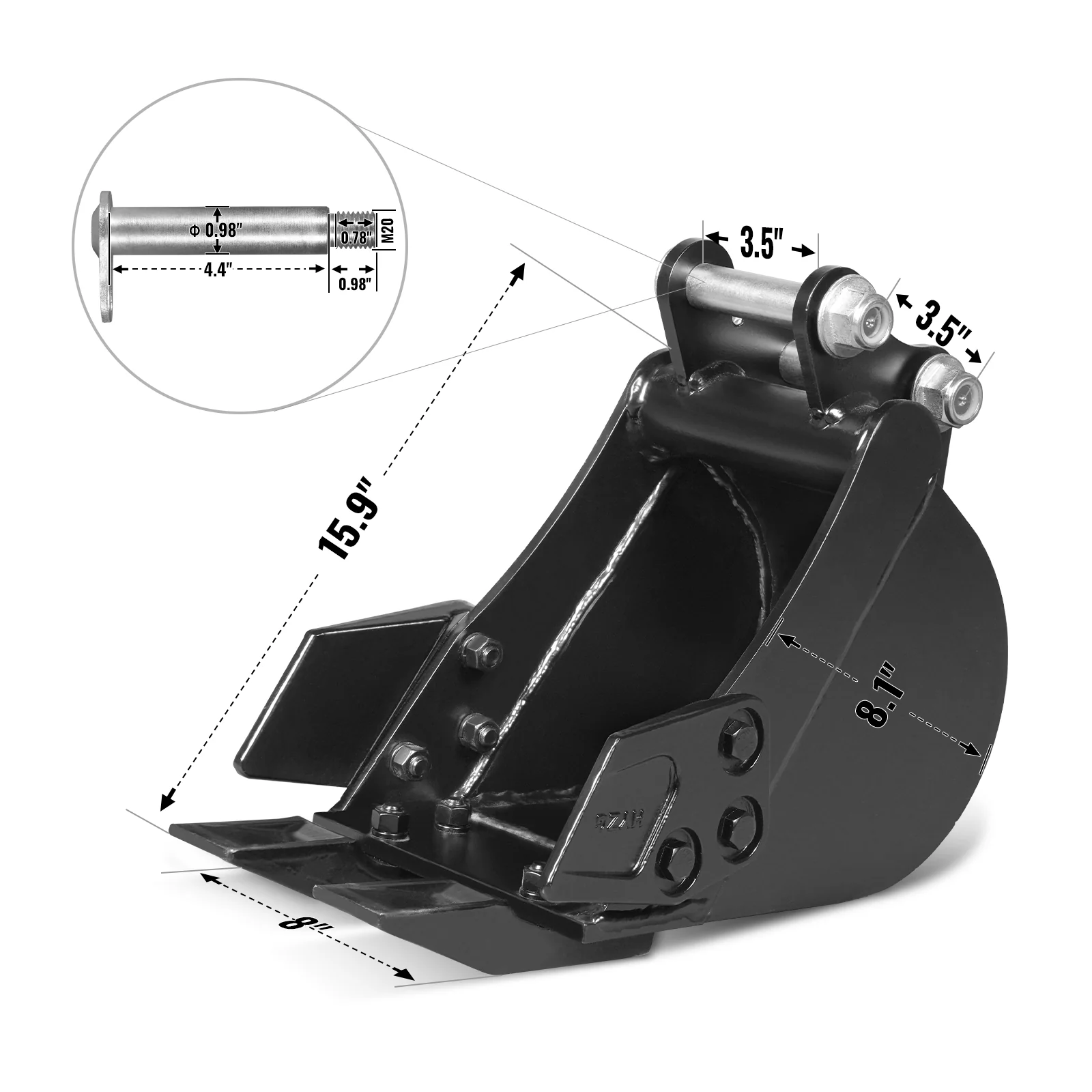 4-Piece Mini Excavator Attachment Set for Mini Compact Excavator ( SKU: 150530; 150531; 150532 ) - Image 7