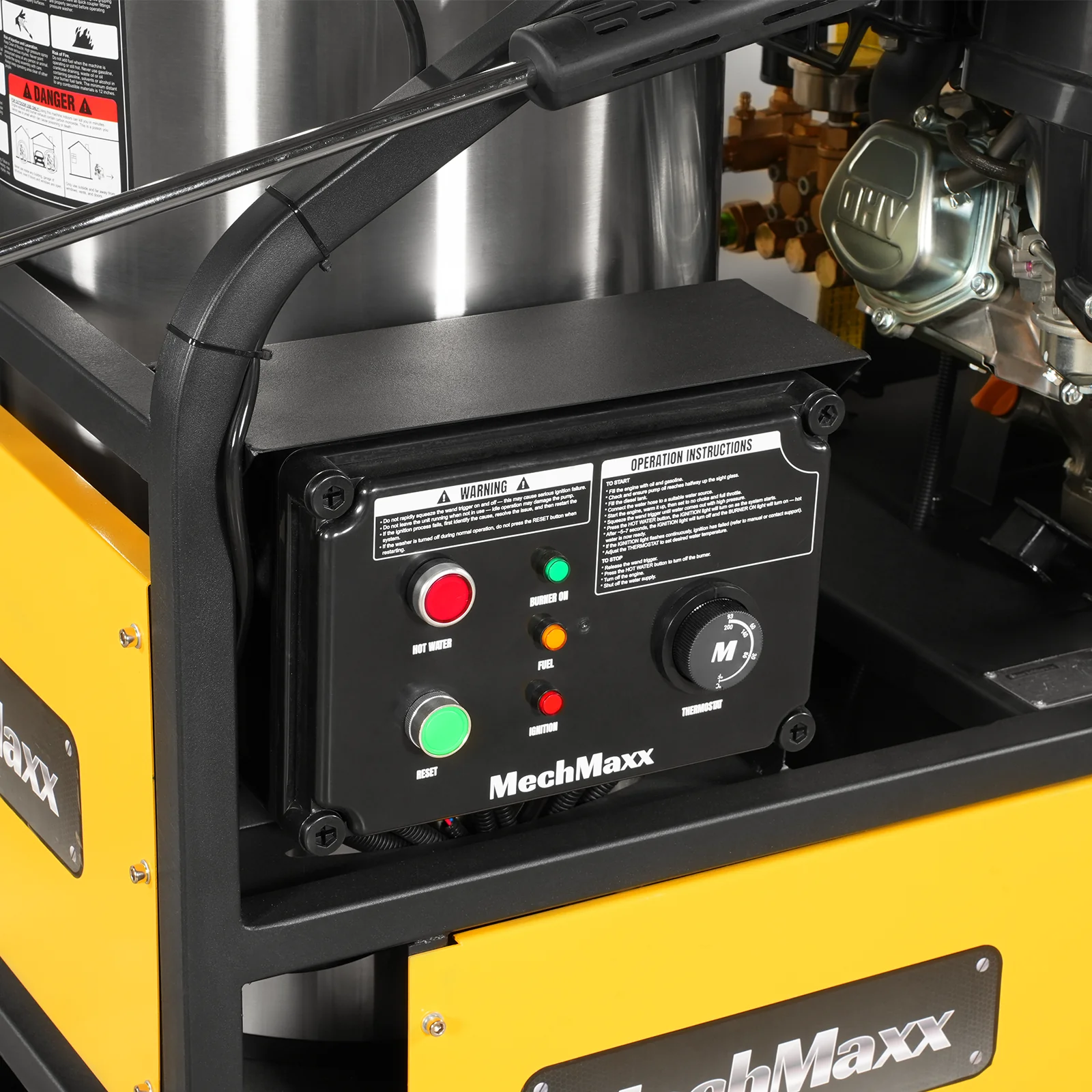 4000 PSI 4 GPM 15 HP ZONSEN E-Start Gas Engine Hot Water Pressure Washer Skid Mounted with 175 Gal Tank,  HPW40DT - Image 7