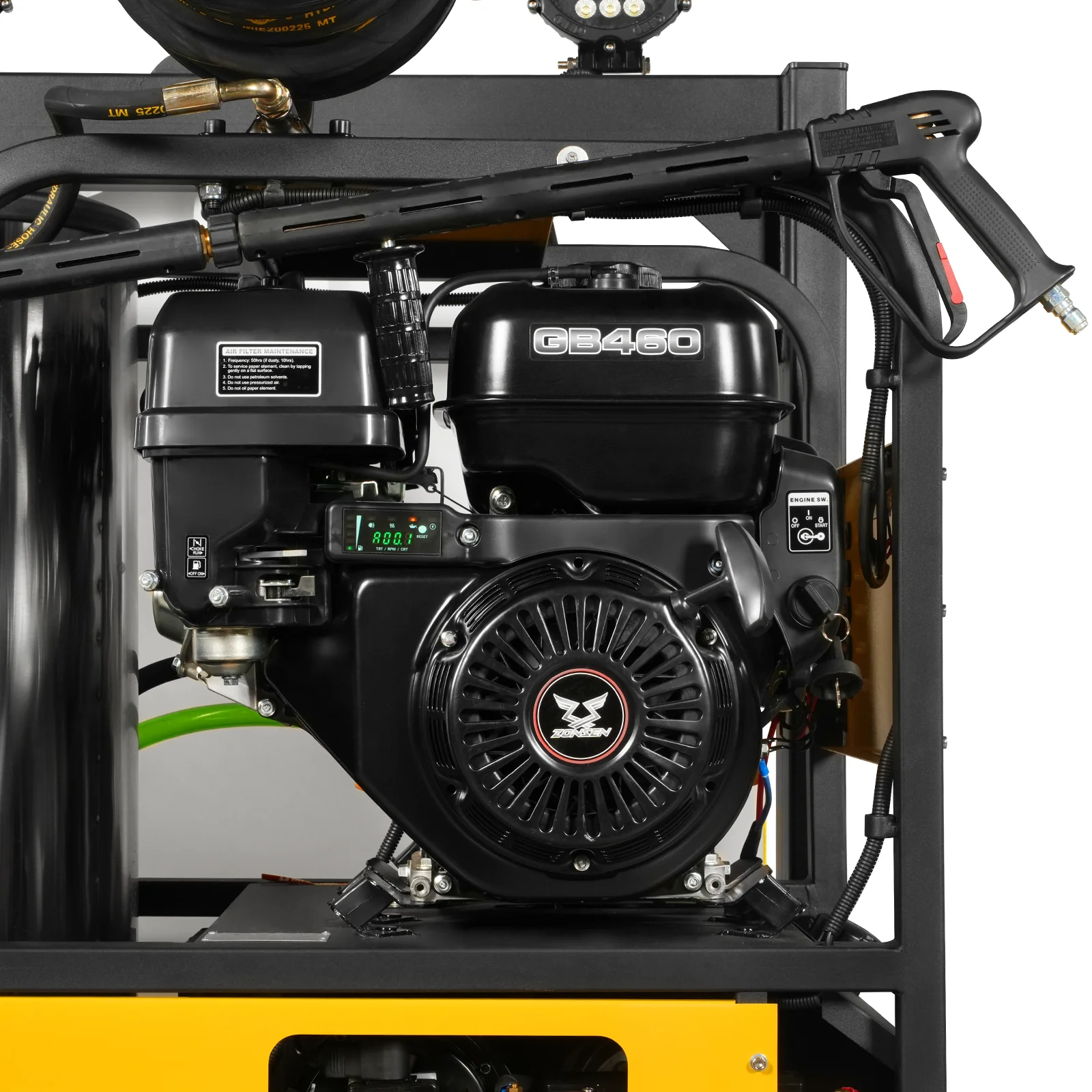 4000 PSI 4 GPM 15 HP ZONSEN E-Start Gas Engine Hot Water Pressure Washer Skid Mounted with 245 Gal Tank,  HPW40DBT - Image 6
