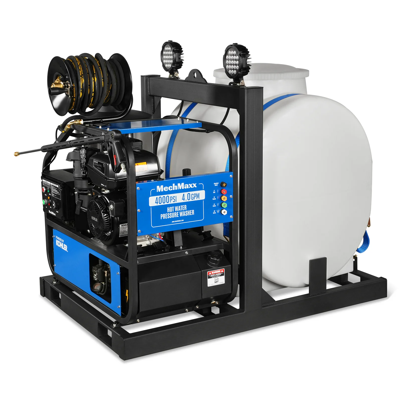 4000 PSI 4 GPM KOHLER E-Start Engine Hot Water Pressure Washer Skid Mounted with 175 Gal Tank, HPW40KT - Image 21