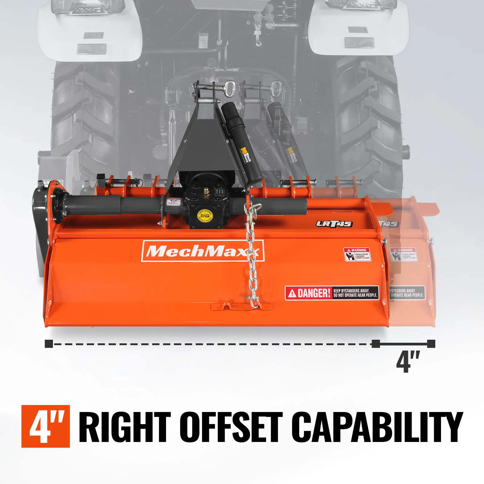 45 in Rotary Tiller, 3 Point Hitch Cat.1, Chain Drive, PTO Shaft Included with Shear Bolt, 15-35 HP, LRT45 - Image 6