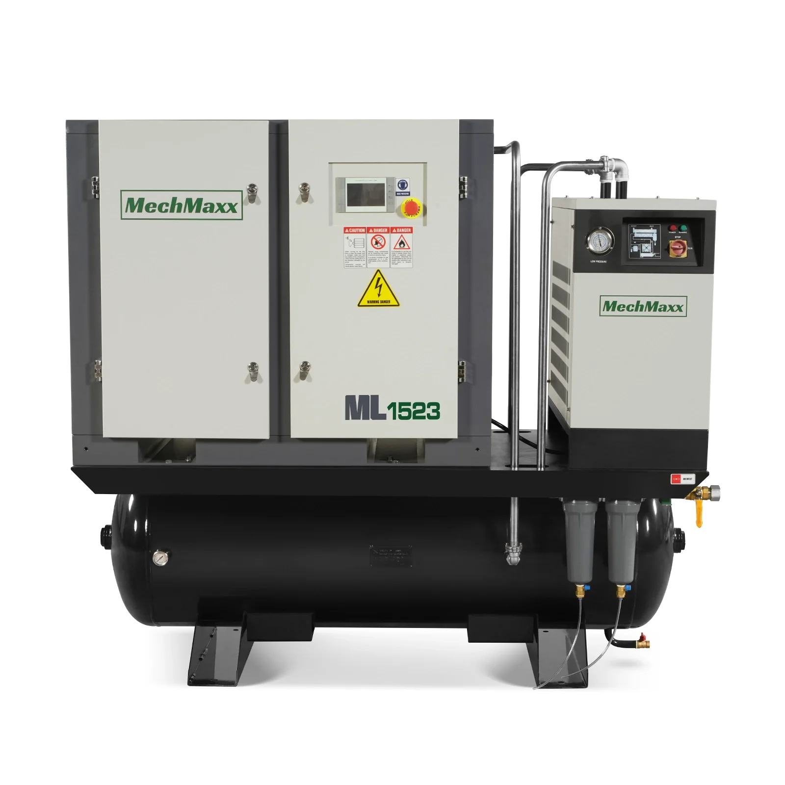 15HP Combined Rotary Screw Air Compressor with Dryer & 105-Gal ASME Tank | 45 CFM,  116 PSI,  230V 3-Phase - Industrial Grade - Image 4