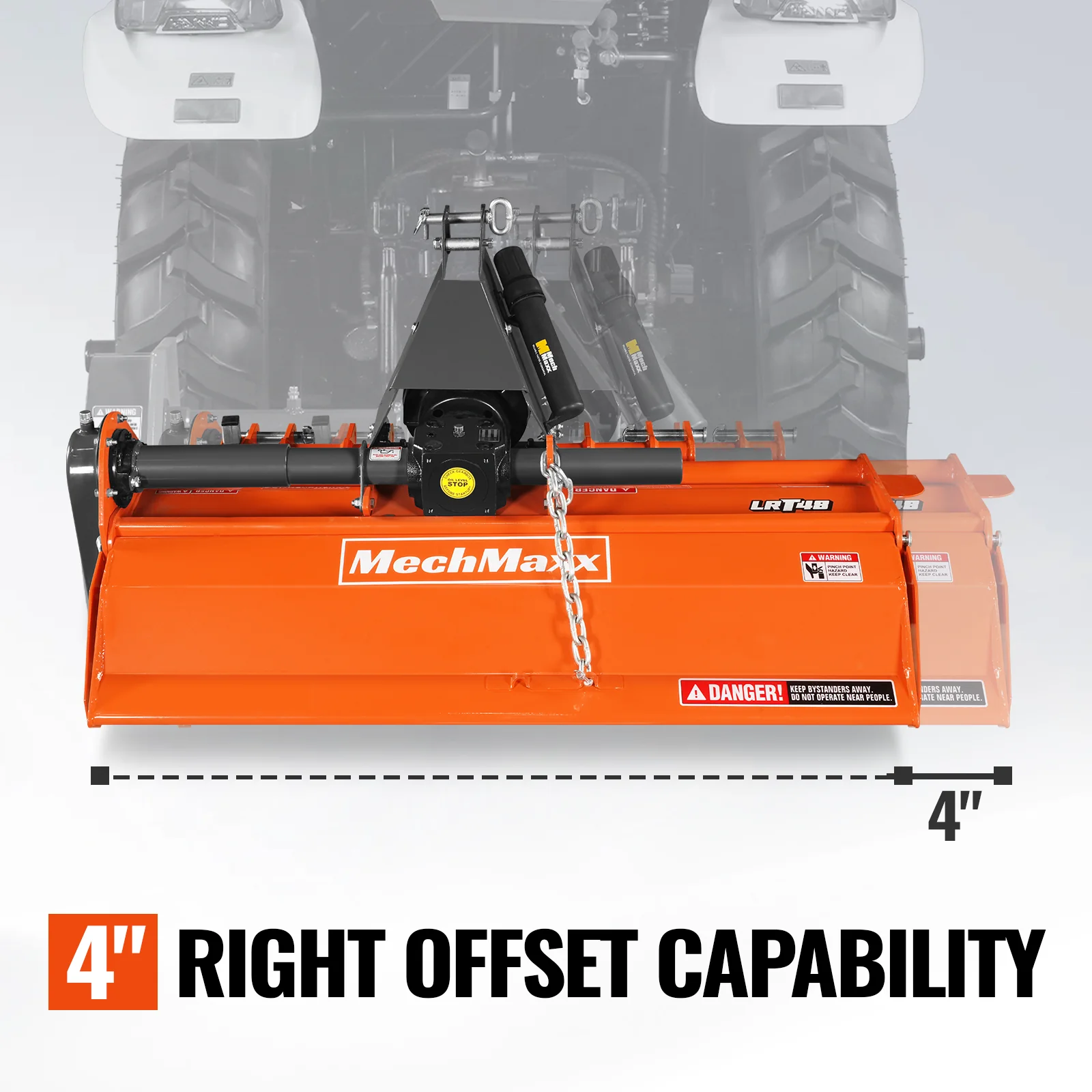 48 in Rotary Tiller, 3 Point Hitch Cat.1, Chain Drive, PTO Shaft Included with Shear Bolt, 18-35 HP, LRT48 - Image 6