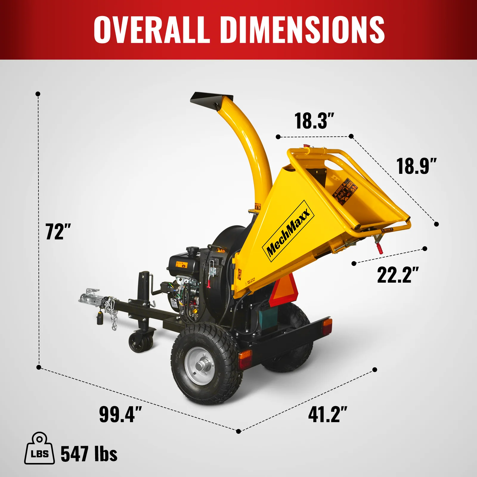 5 inch E-stat KOHLER 429cc 14hp Gasoline Engine Powered Disc Wood Chipper with Taillight ,  P4205 - Image 3