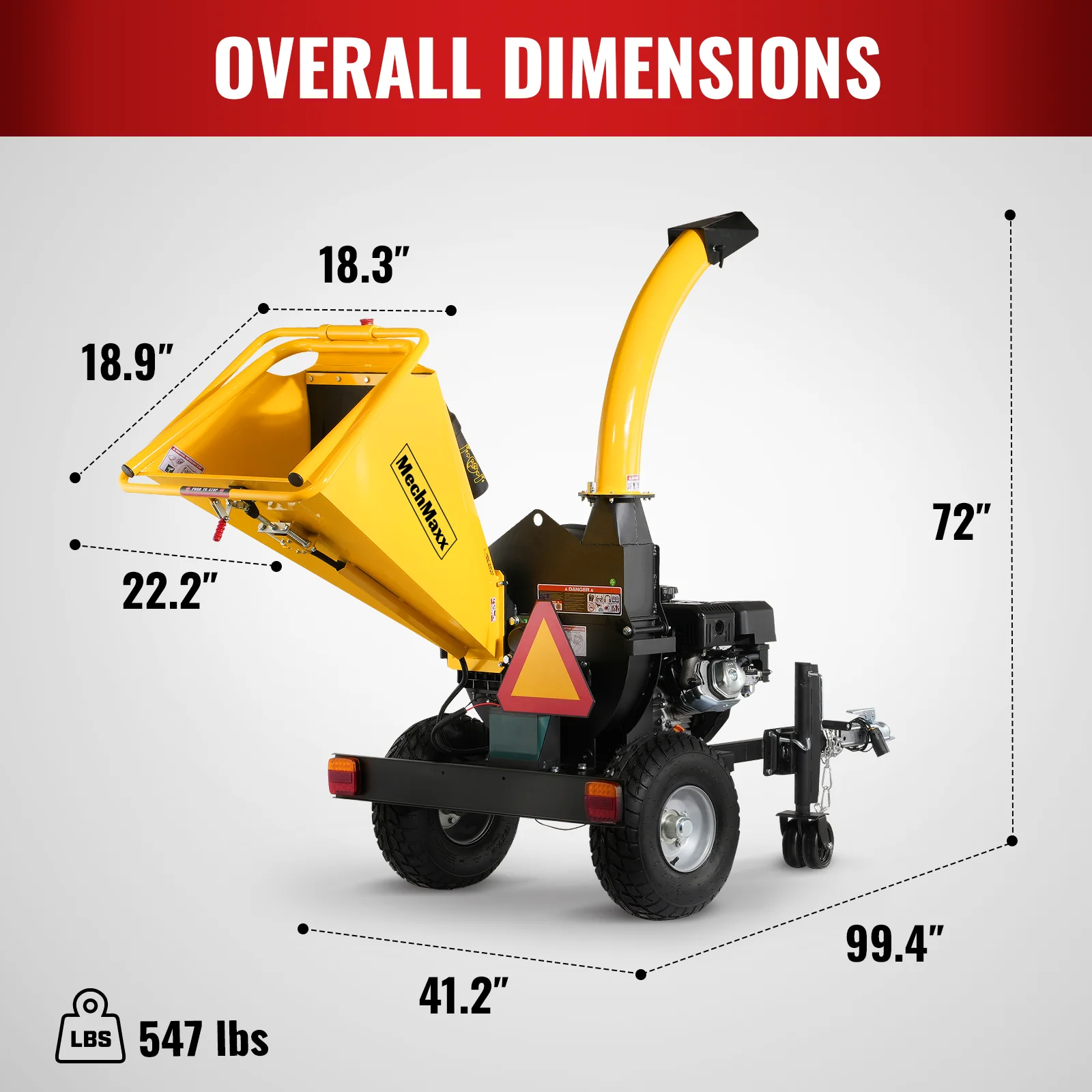5 inch E-start DUCAR 420cc 15hp Gasoline Engine Powered Disc Wood Chipper with Taillight ,  P4205 - Image 3