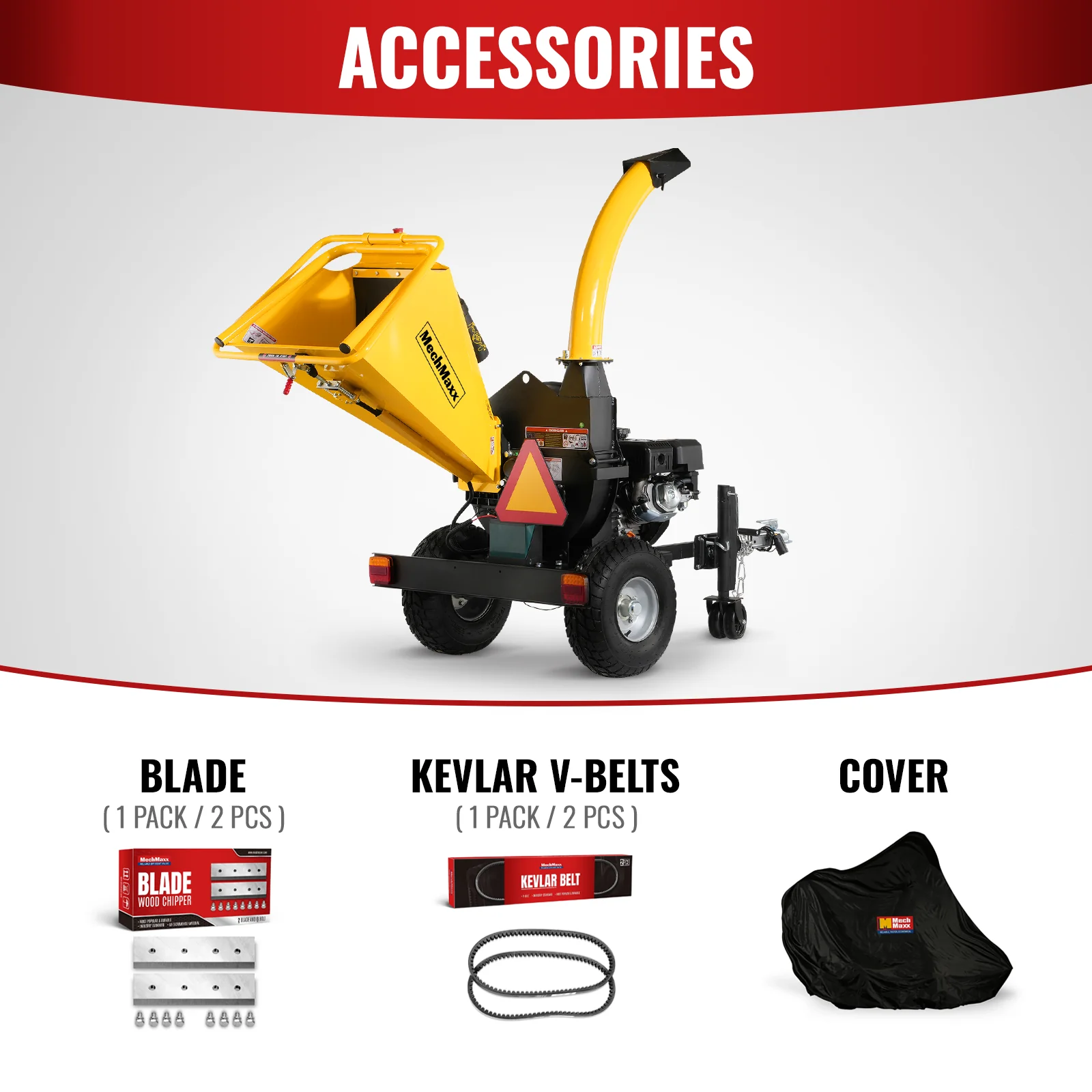 5 inch E-start DUCAR 420cc 15hp Gasoline Engine Powered Disc Wood Chipper with Taillight ,  P4205 - Image 6