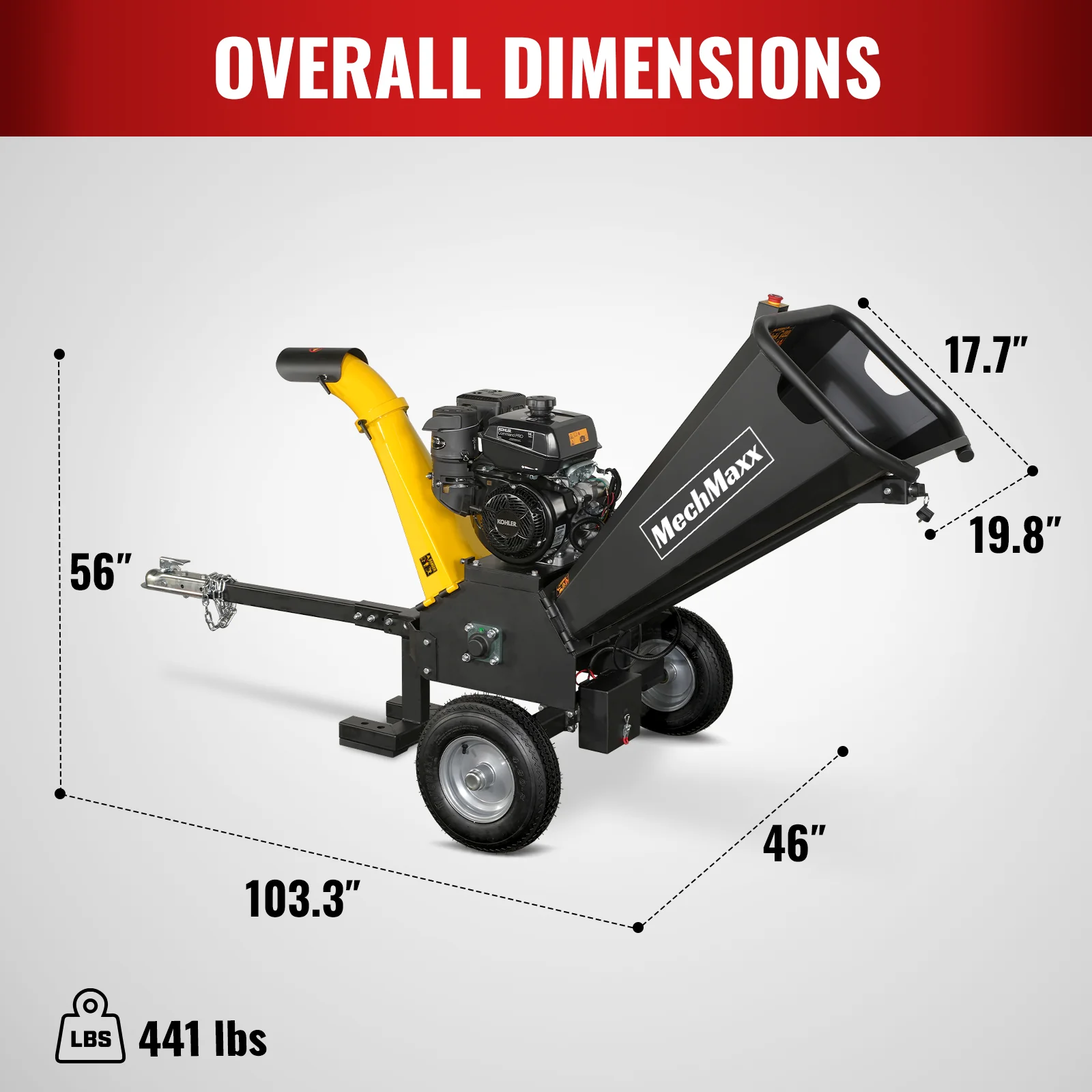 5 inch E-start KOHLER 429cc Gasoline Engine Powered Wood Chipper,  GS1500 - Image 11