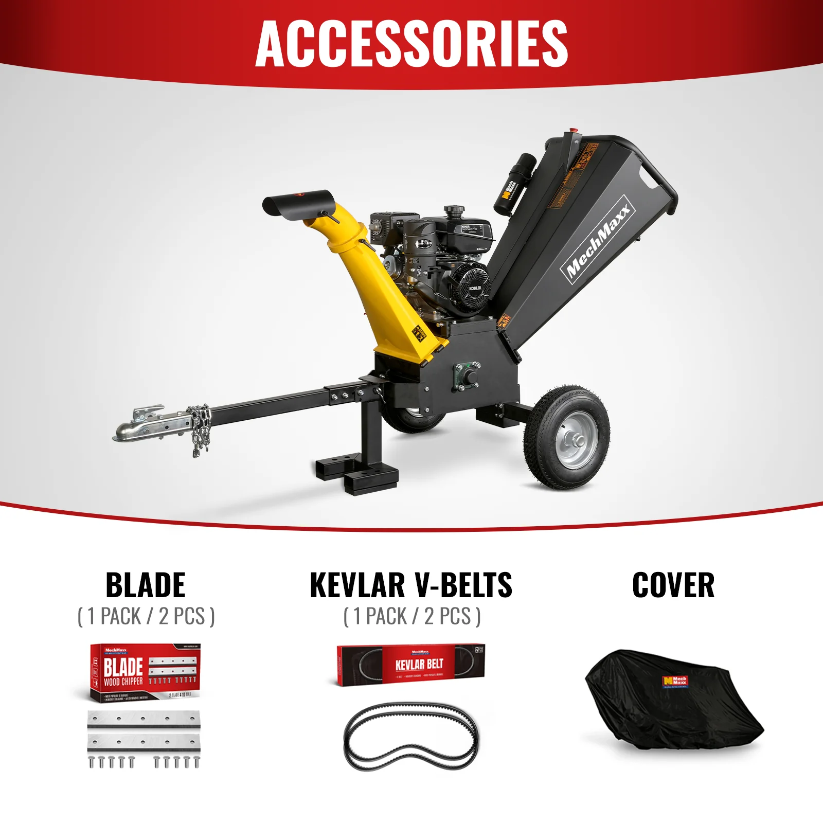 5 inch E-start KOHLER 429cc Gasoline Engine Powered Wood Chipper,  GS1500 - Image 12