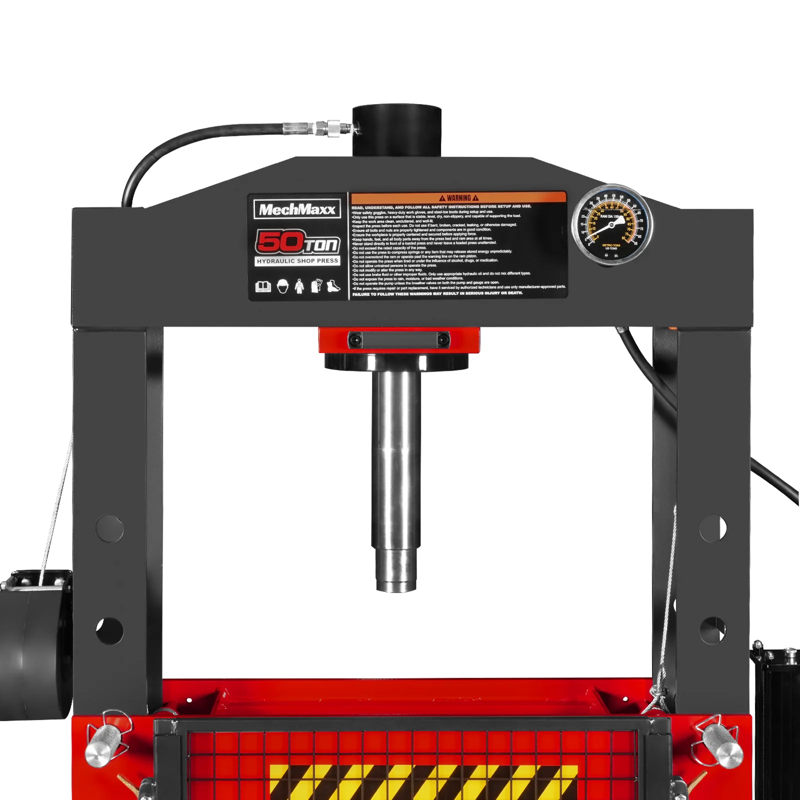50 Ton H-Frame Air/Hydraulic Shop Press with Hand Winch & Press Pin Kit, Fully Welded Steel Frame, Safety Guard, Foot Pedal Control, HSP50 - Image 12
