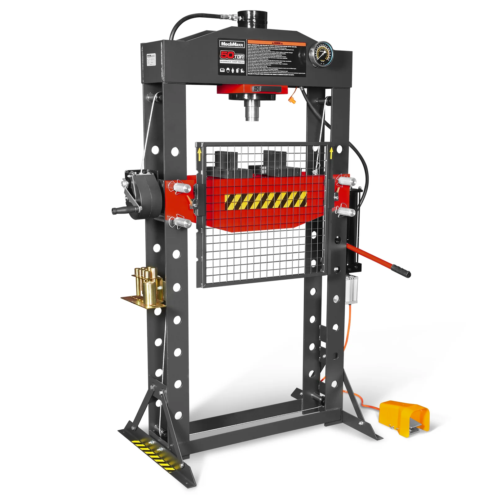 50 Ton H-Frame Air/Hydraulic Shop Press with Hand Winch & Press Pin Kit, Fully Welded Steel Frame, Safety Guard, Foot Pedal Control, HSP50 - Image 22