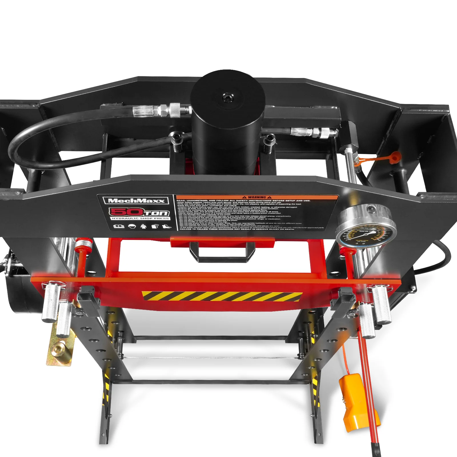 50 Ton H-Frame Air/Hydraulic Shop Press with Hand Winch & Press Pin Kit, Fully Welded Steel Frame, Safety Guard, Foot Pedal Control, HSP50 - Image 9