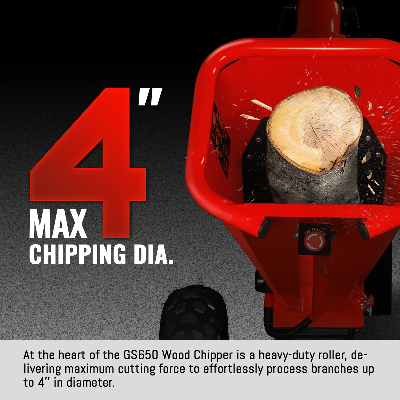 HONDA GX200 Gasoline Engine Powered 4 inch Wood Chipper,  GS650 - Image 7