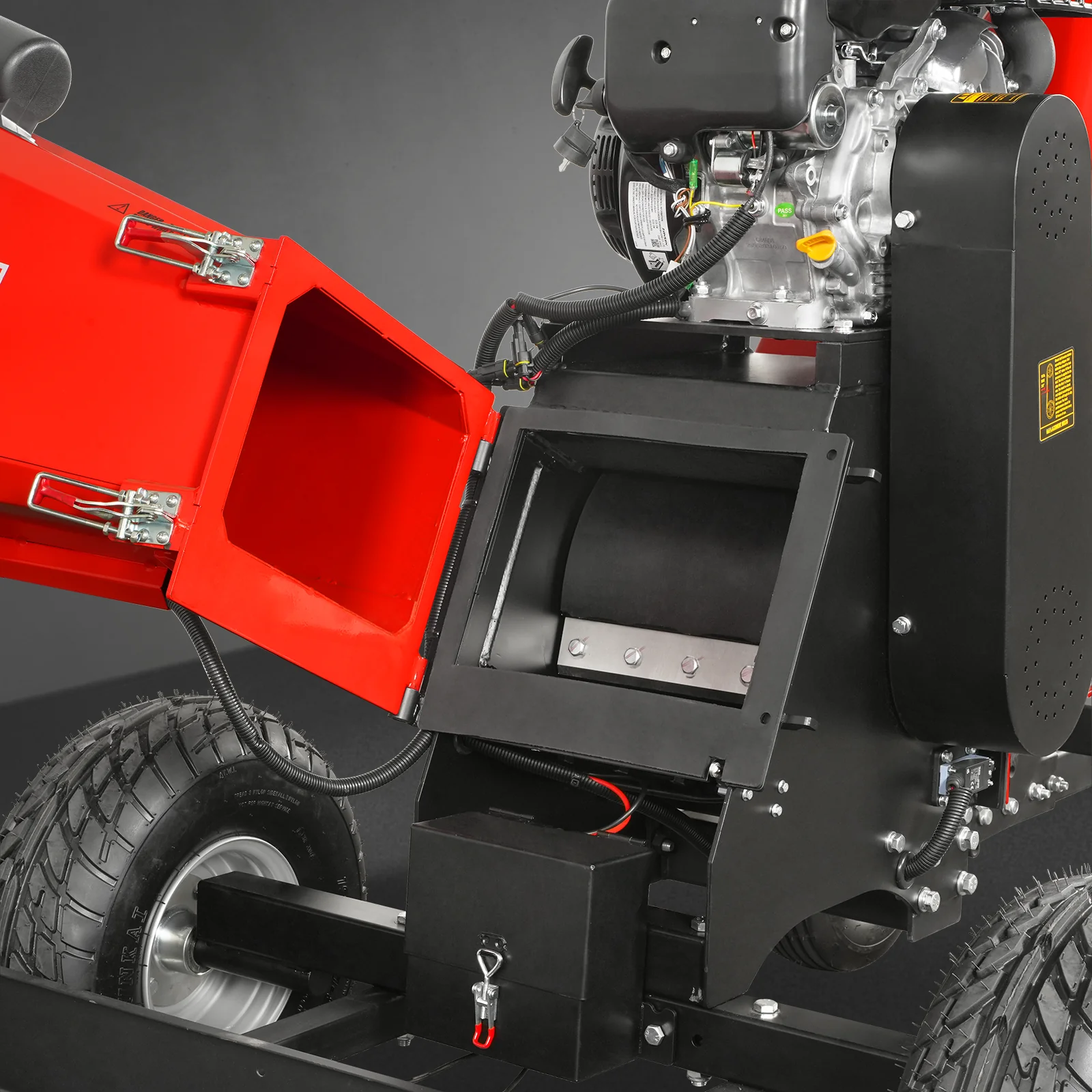 6 inch ZONSEN E-Start 459cc 15hp Gas Powered 4 - Wheel Drum Wood Chipper with Taillight ,  B150 - Image 13