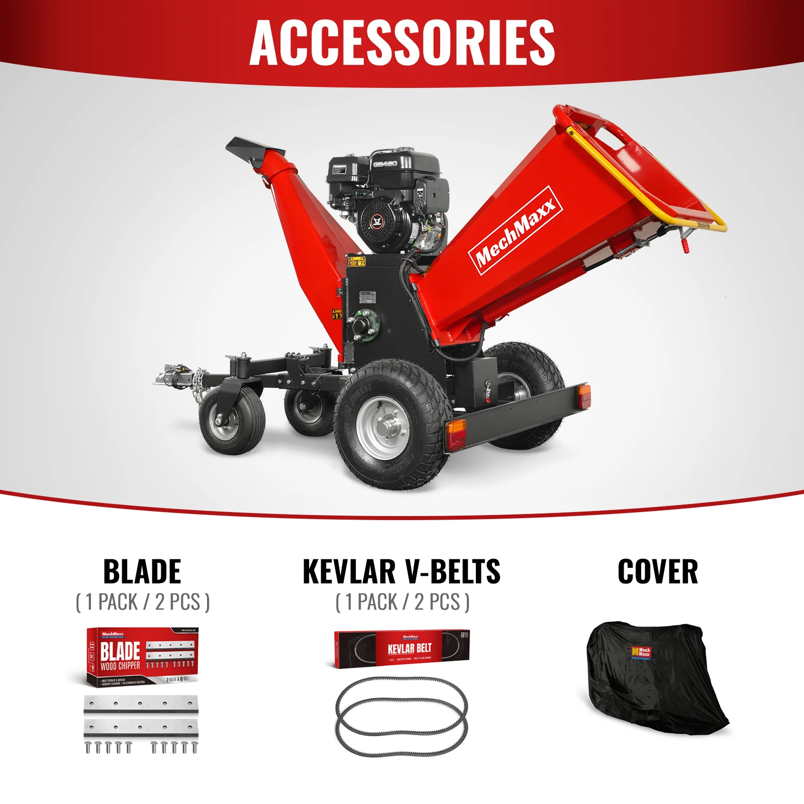 6 inch ZONSEN E-Start 459cc 15hp Gas Powered 4 - Wheel Drum Wood Chipper with Taillight ,  B150 - Image 9