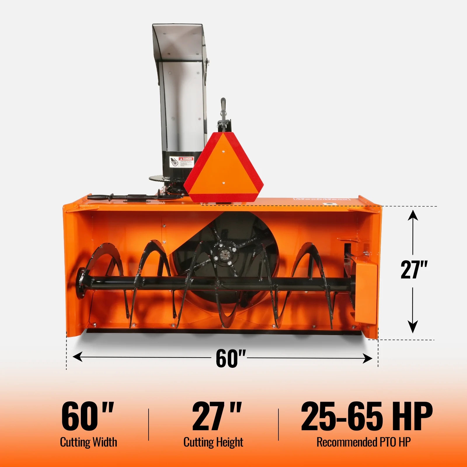 60" 3 Point PTO Snow Blower 24" Impeller Diameter 360° Snow Chute (PTO Shaft Included with Slip Clutch),  25-65 HP,  TSB60T - Image 2