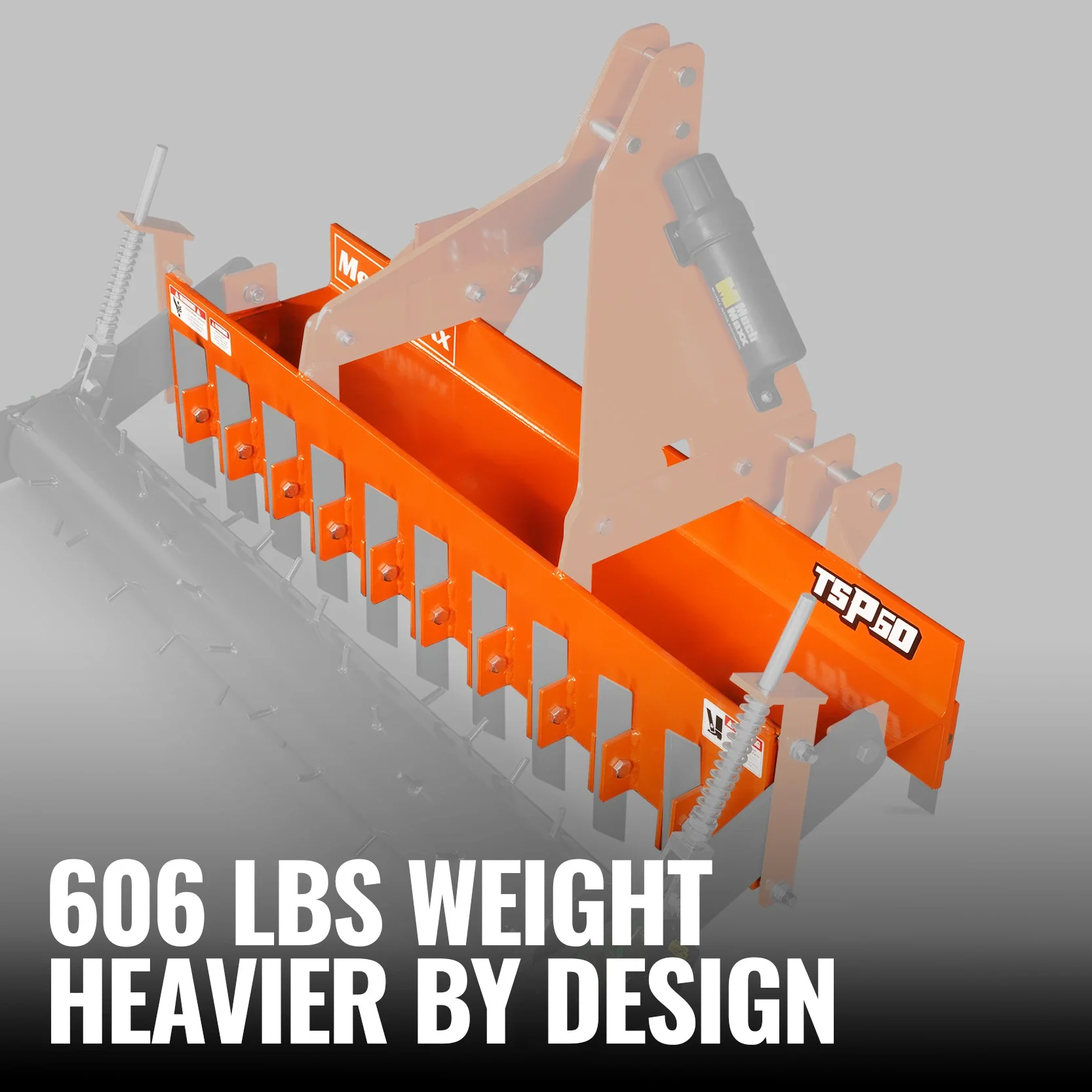 60" Heavy Duty Soil Pulverizer,  Single Spiked Roller,  21 Shanks,  Category 1 and 2,  3 Point Hitch Tractor Attachment,  TSP60 - Image 2